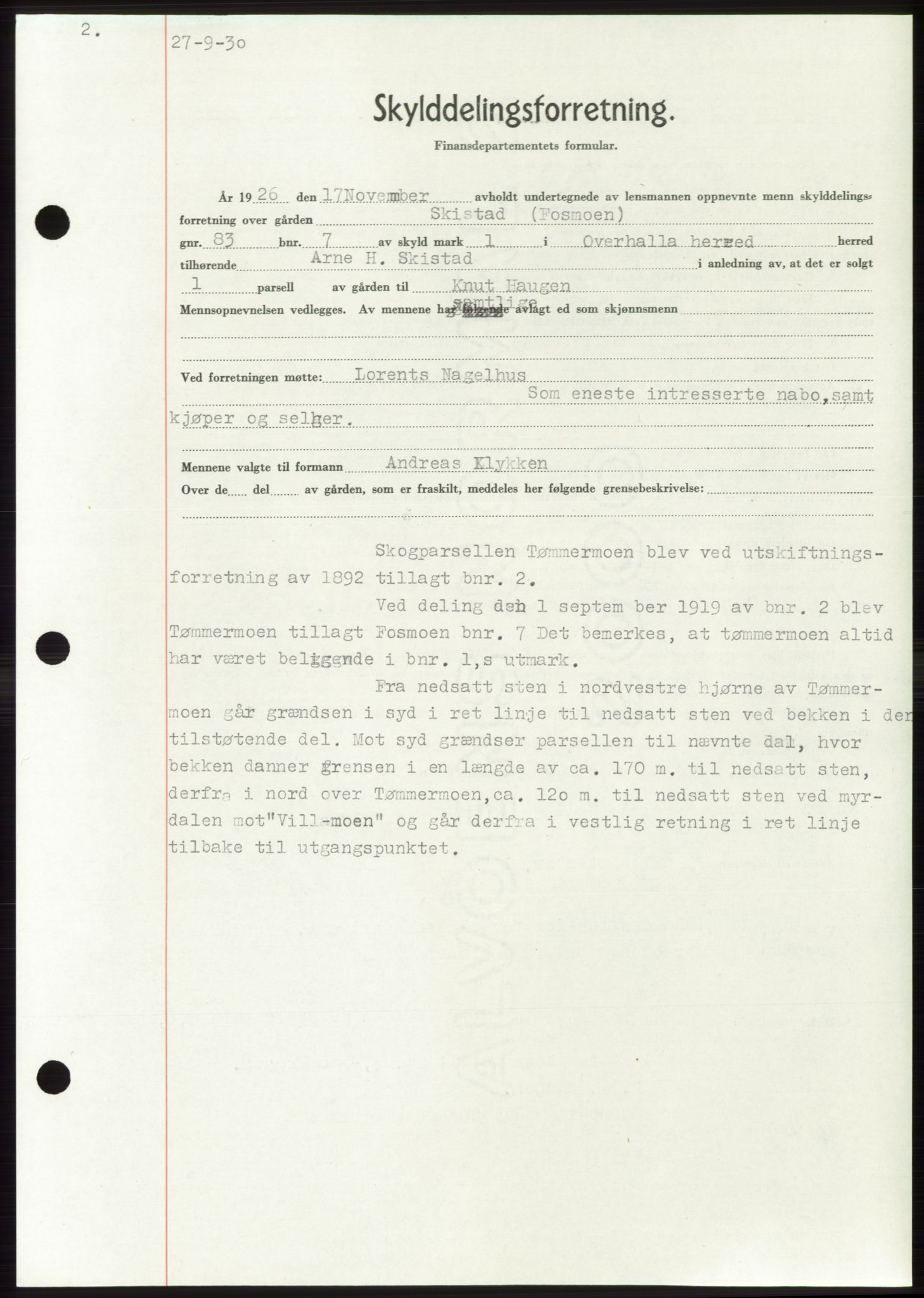 Namdal sorenskriveri, SAT/A-4133/1/2/2C: Pantebok nr. -, 1926-1930, Tingl.dato: 27.09.1930