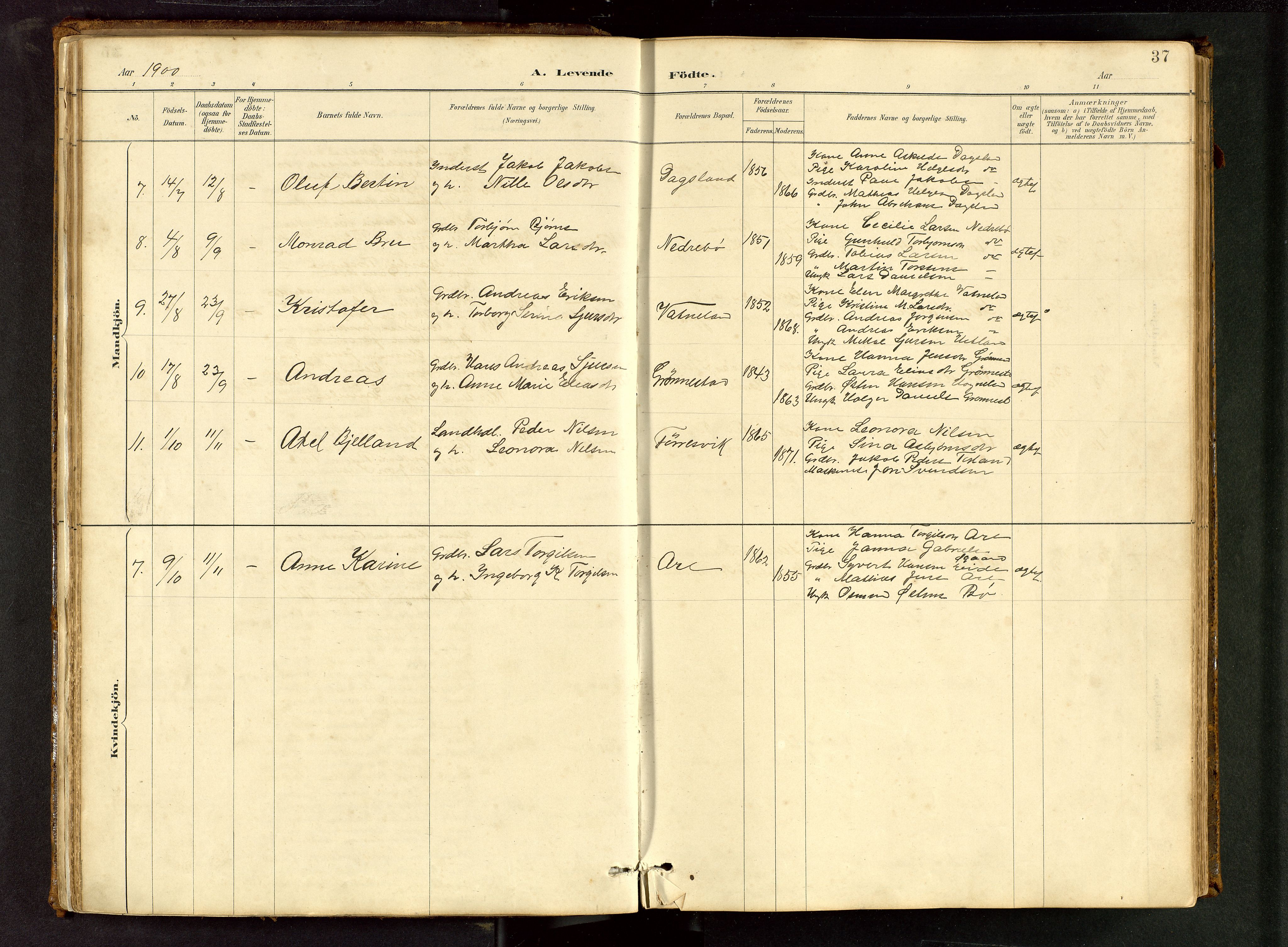 Tysvær sokneprestkontor, AV/SAST-A -101864/H/Ha/Hab/L0005: Klokkerbok nr. B 5, 1887-1947, s. 37