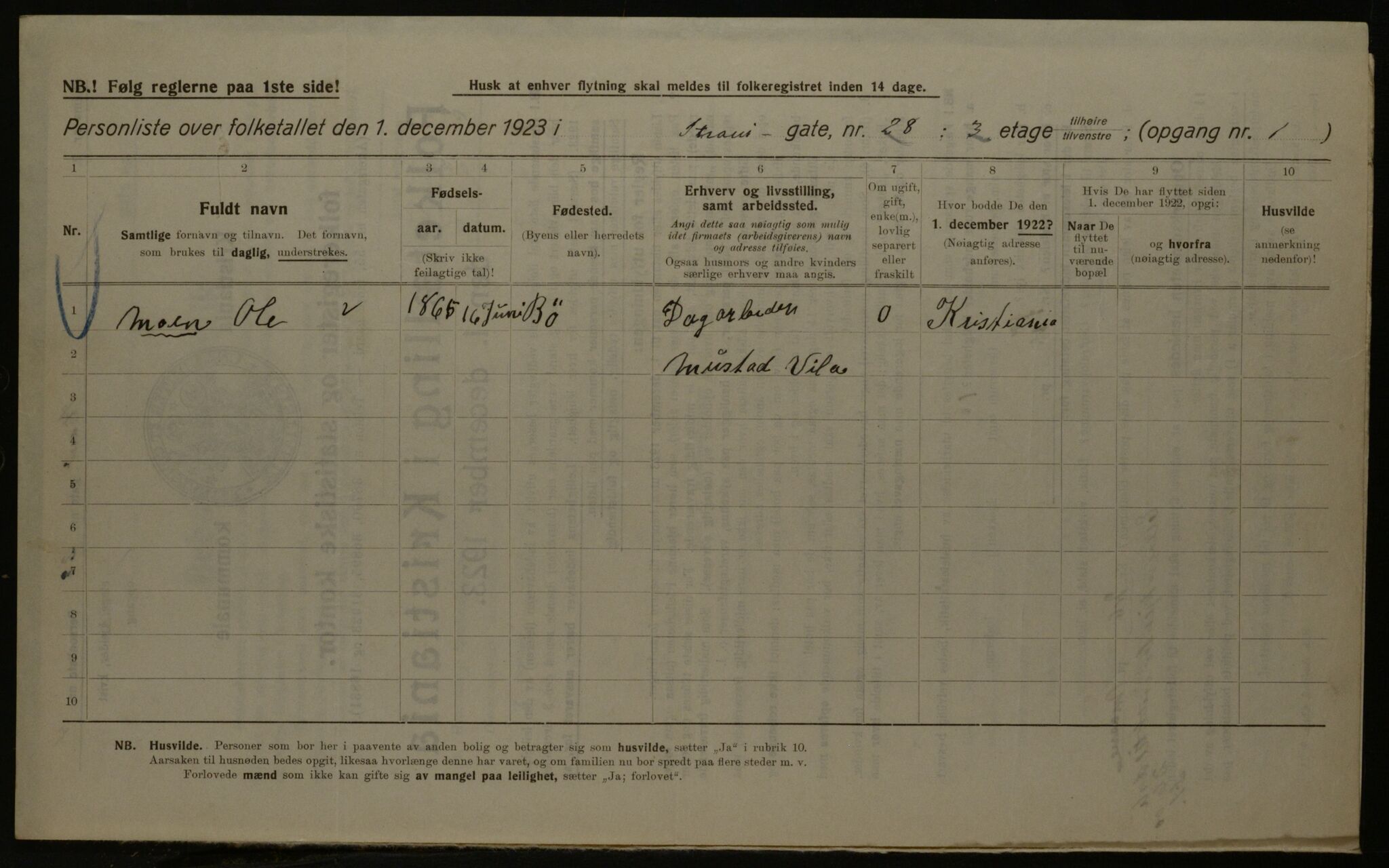 OBA, Kommunal folketelling 1.12.1923 for Kristiania, 1923, s. 115088