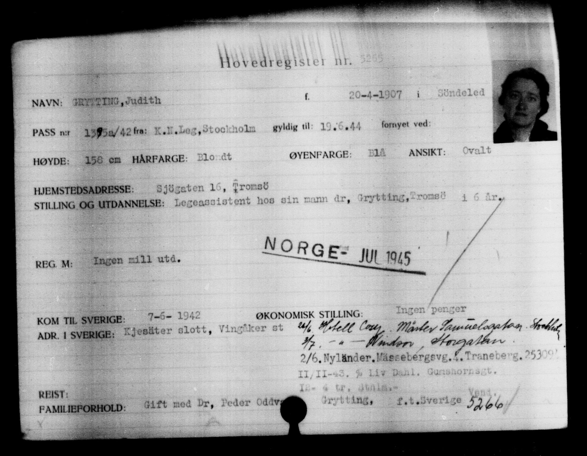 Den Kgl. Norske Legasjons Flyktningskontor, AV/RA-S-6753/V/Va/L0004: Kjesäterkartoteket.  Flyktningenr. 3496-6610, 1940-1945, s. 2036