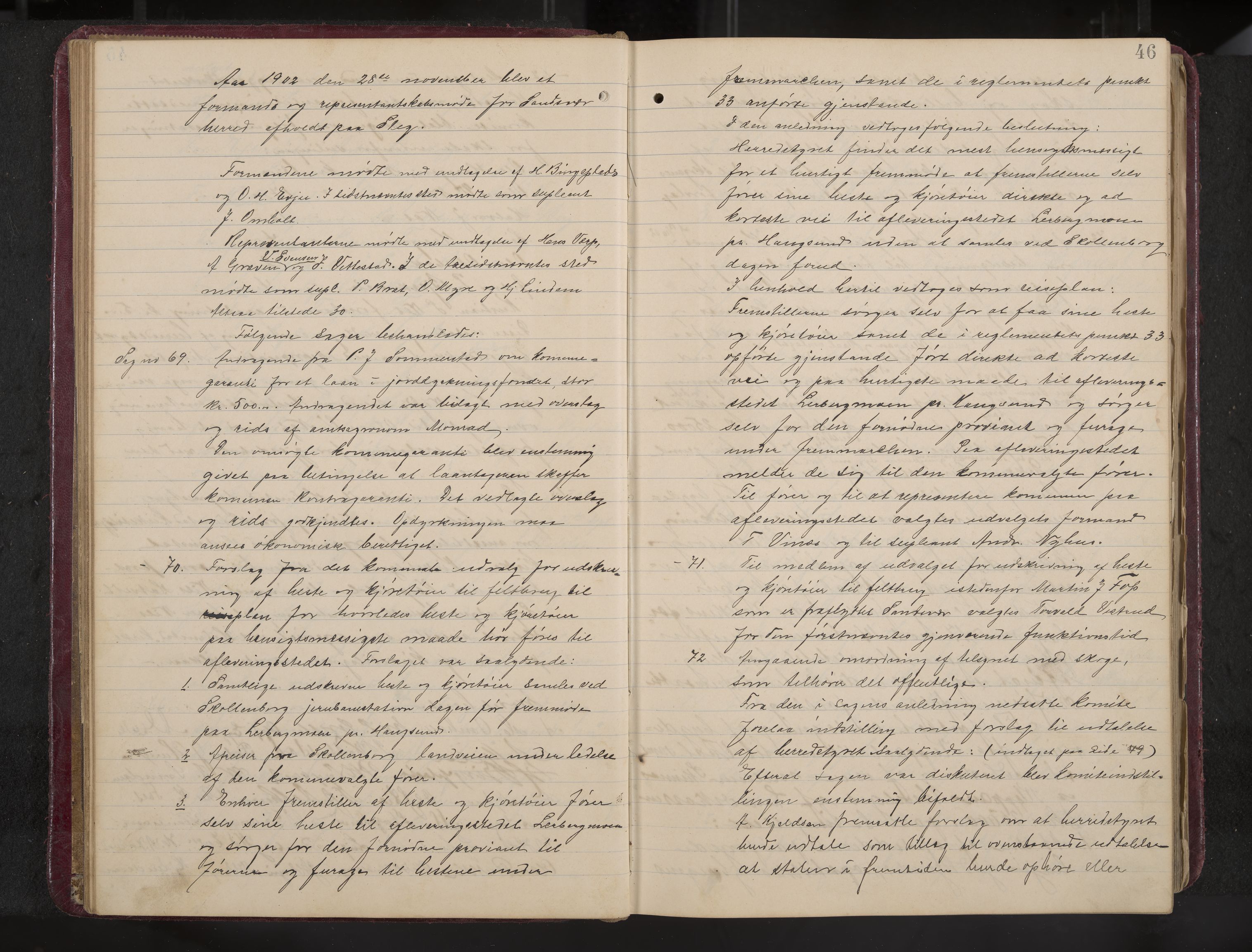 Ytre Sandsvær formannskap og sentraladministrasjon, IKAK/0629021/A/Aa/L0001: Møtebok med register, 1902-1919, s. 46