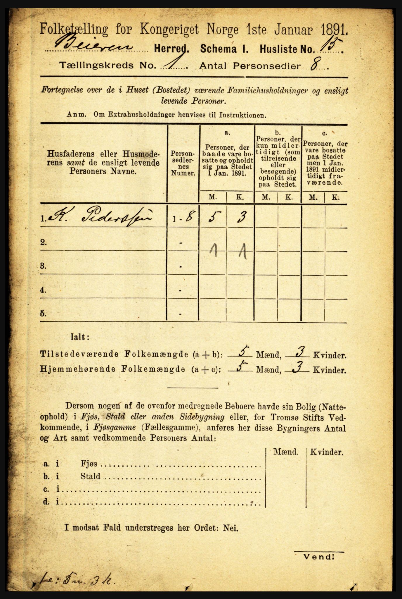 RA, Folketelling 1891 for 1839 Beiarn herred, 1891, s. 34