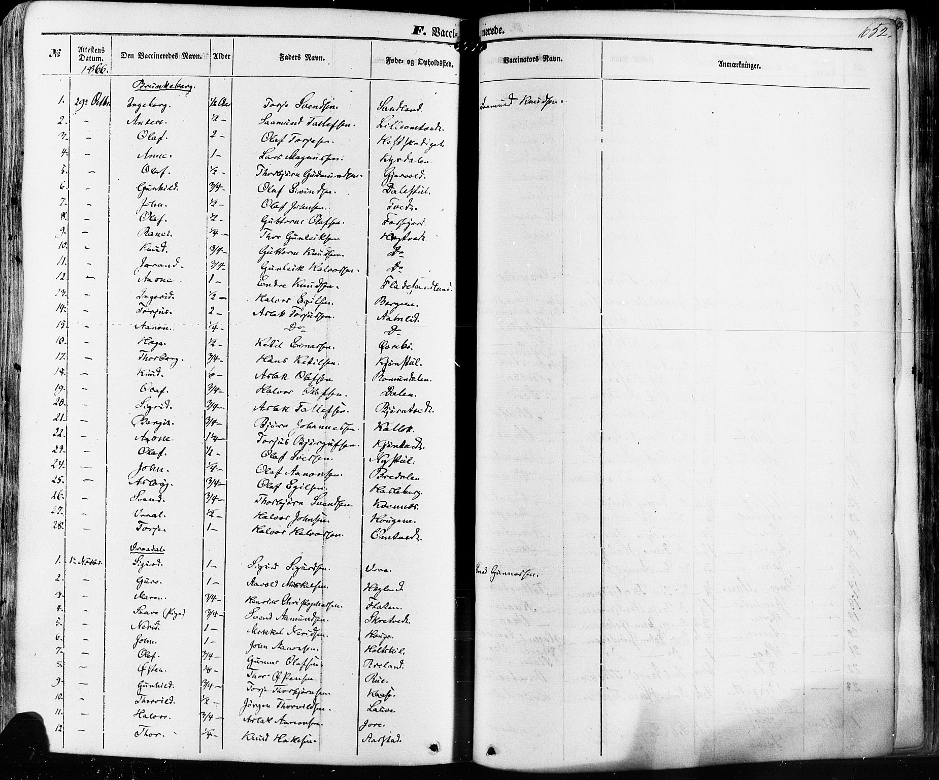 Kviteseid kirkebøker, SAKO/A-276/F/Fa/L0007: Ministerialbok nr. I 7, 1859-1881, s. 652