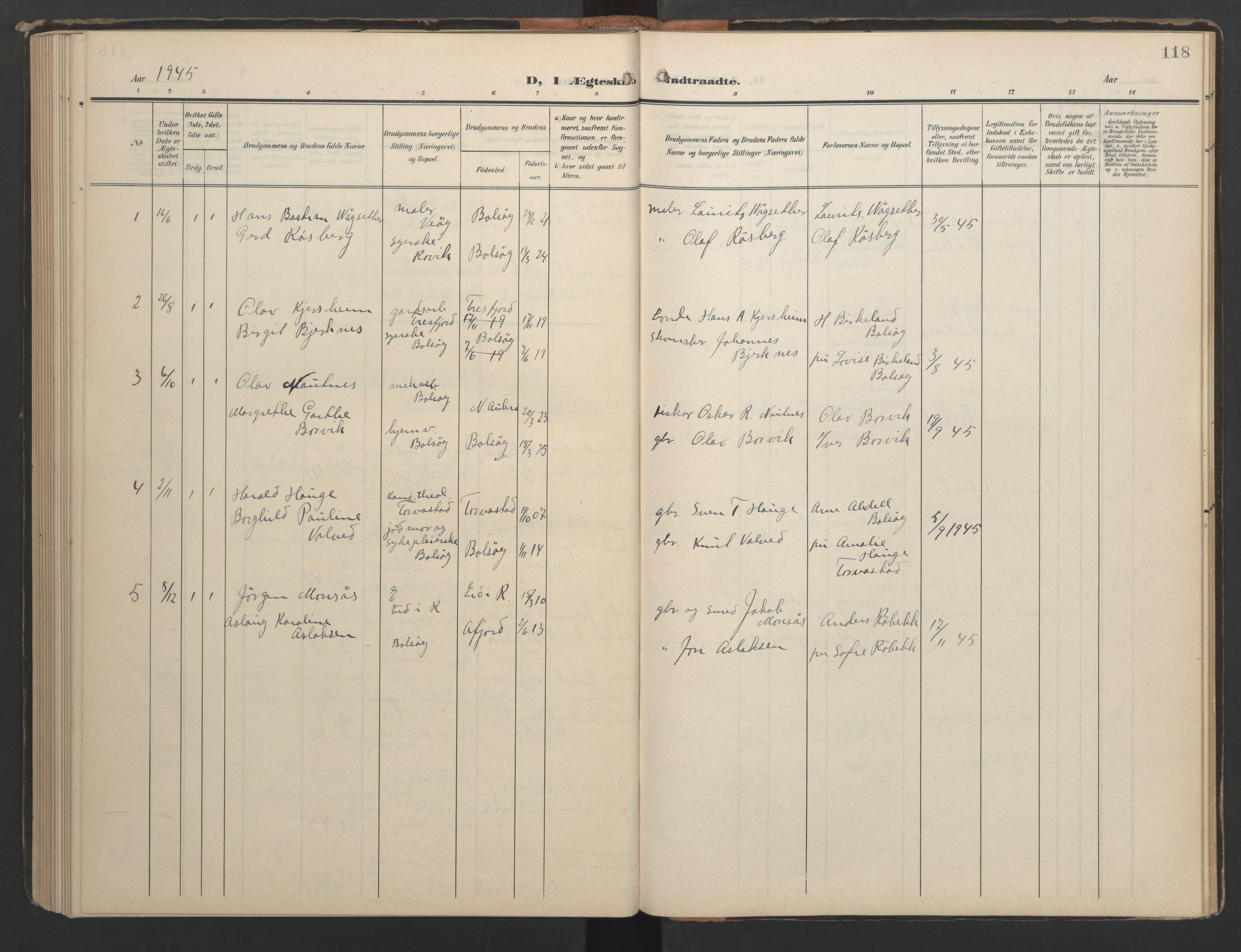 Ministerialprotokoller, klokkerbøker og fødselsregistre - Møre og Romsdal, AV/SAT-A-1454/556/L0677: Klokkerbok nr. 556C01, 1907-1953, s. 118