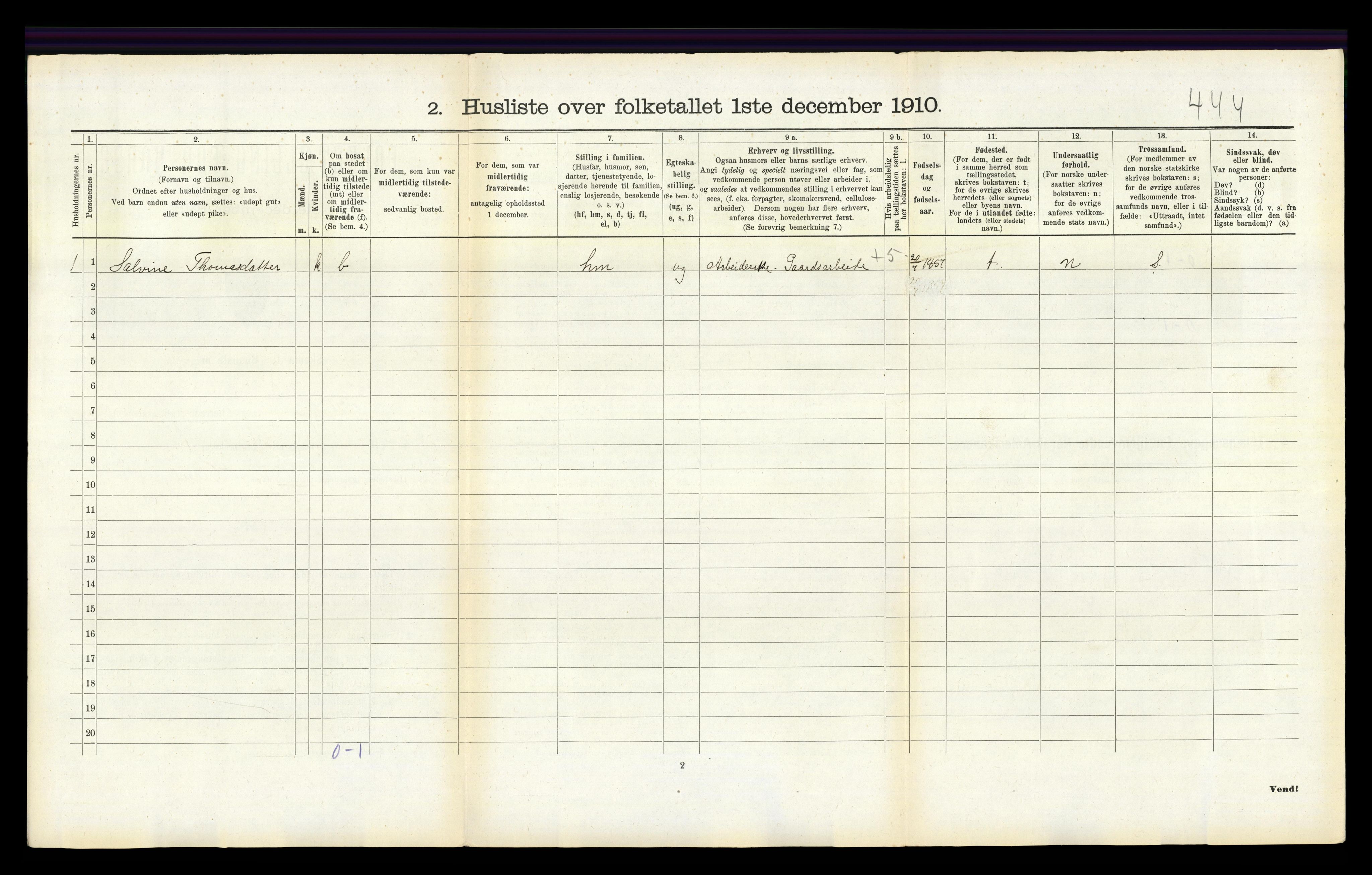 RA, Folketelling 1910 for 1020 Holum herred, 1910, s. 267