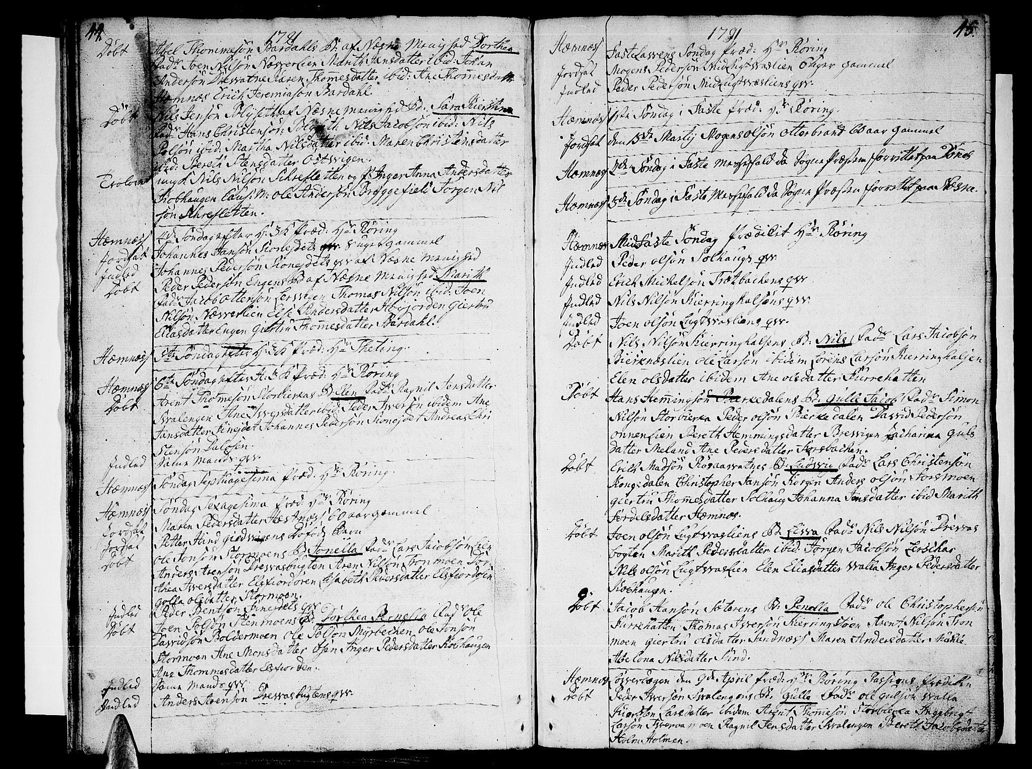 Ministerialprotokoller, klokkerbøker og fødselsregistre - Nordland, AV/SAT-A-1459/825/L0349: Ministerialbok nr. 825A05 /1, 1789-1806, s. 44-45