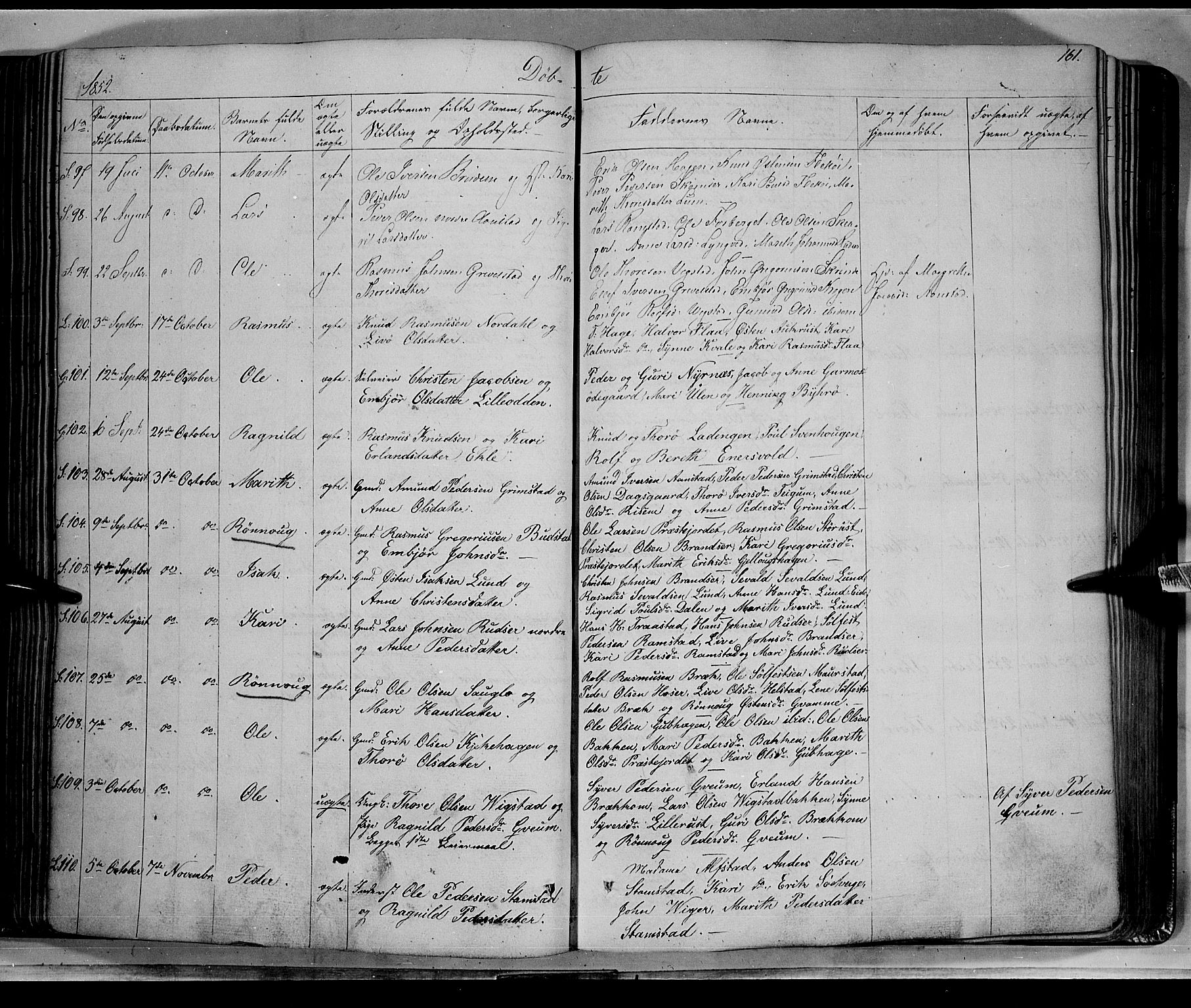 Lom prestekontor, AV/SAH-PREST-070/K/L0006: Ministerialbok nr. 6A, 1837-1863, s. 161
