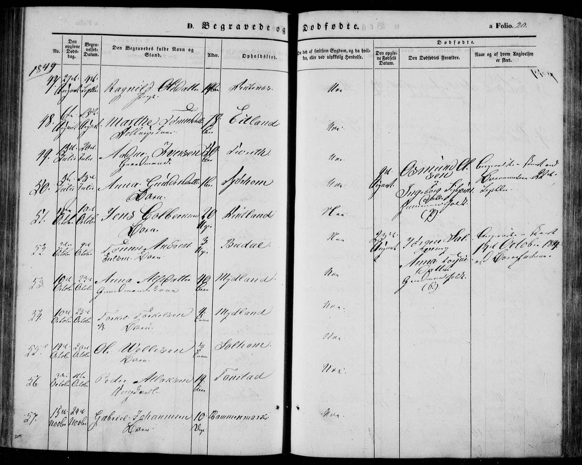 Bakke sokneprestkontor, AV/SAK-1111-0002/F/Fa/Faa/L0005: Ministerialbok nr. A 5, 1847-1855, s. 20