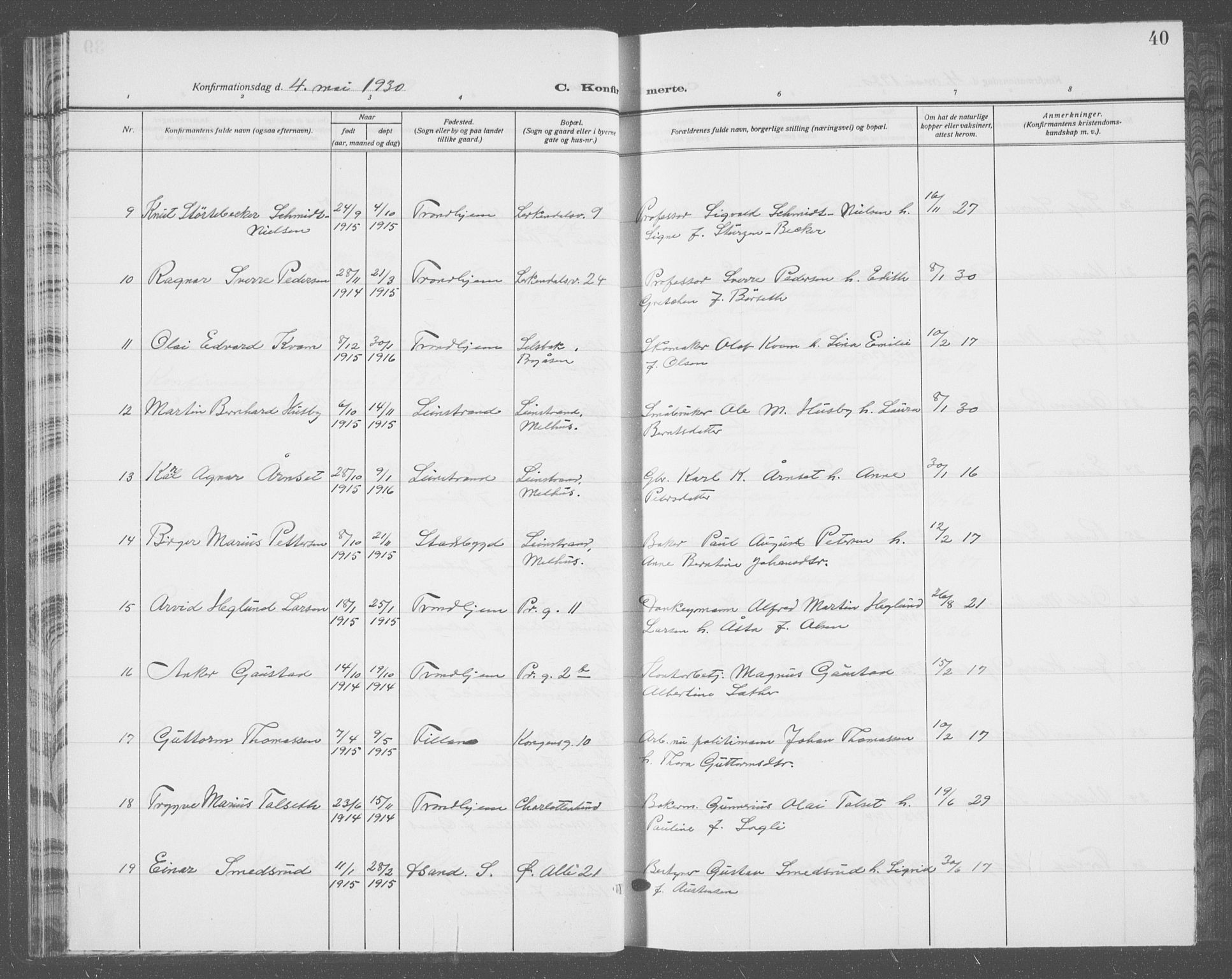 Ministerialprotokoller, klokkerbøker og fødselsregistre - Sør-Trøndelag, AV/SAT-A-1456/601/L0099: Klokkerbok nr. 601C17, 1928-1941, s. 40