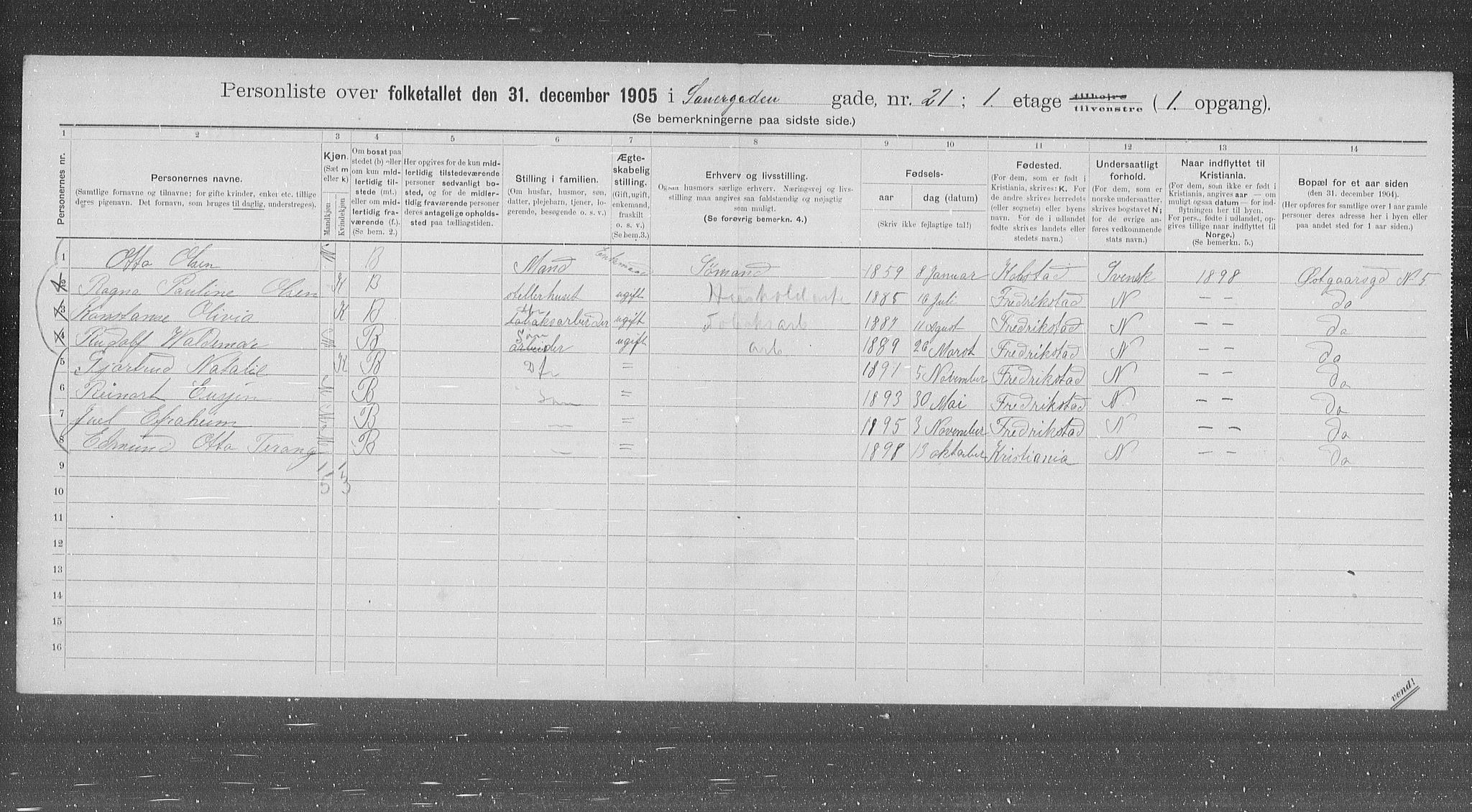 OBA, Kommunal folketelling 31.12.1905 for Kristiania kjøpstad, 1905, s. 46155