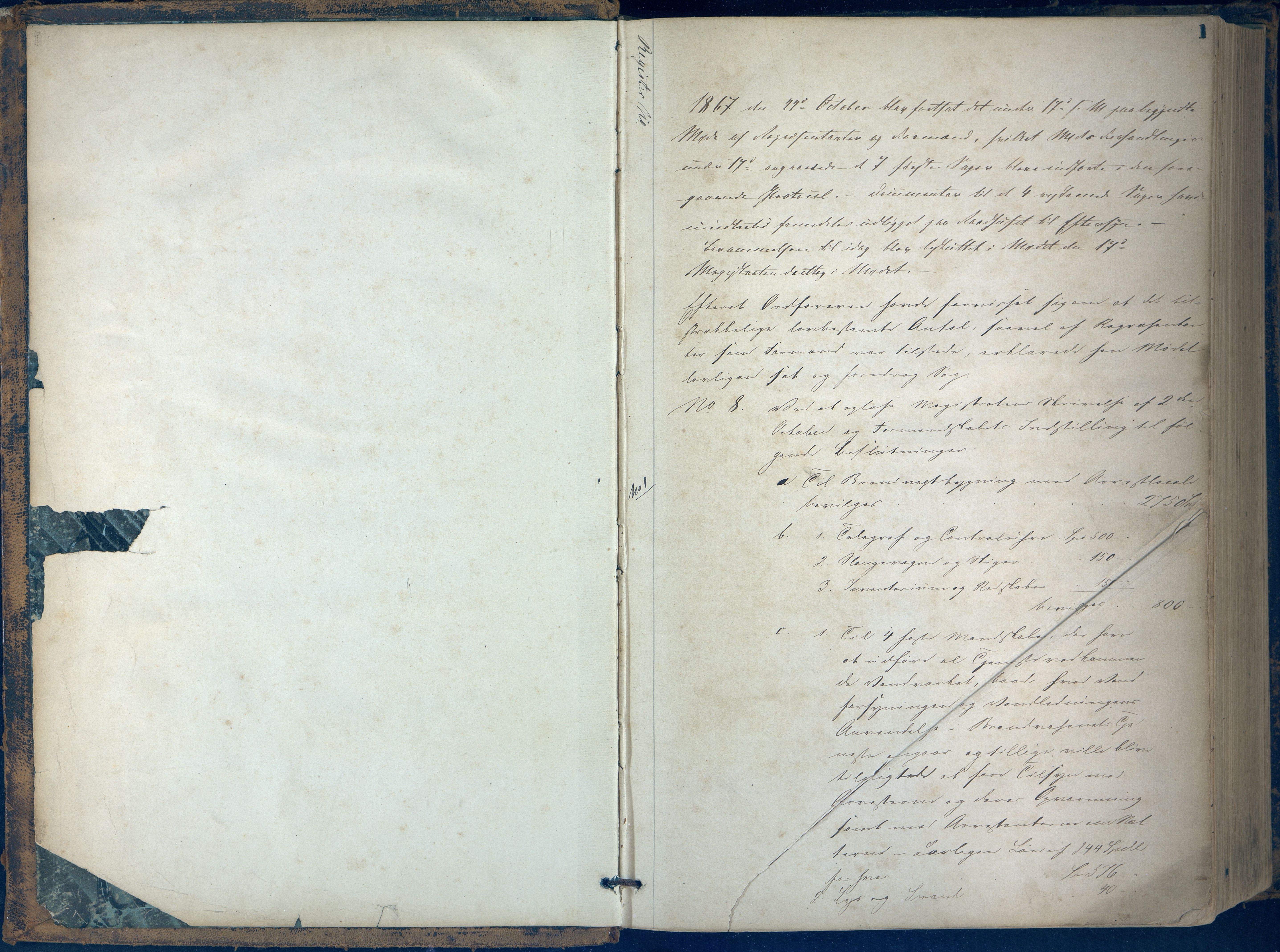 Arendal kommune, Katalog I, AAMA/KA0906-PK-I/01/L0003: Forhandlingsprotokoll nr. 3, 1867-1880, s. 1