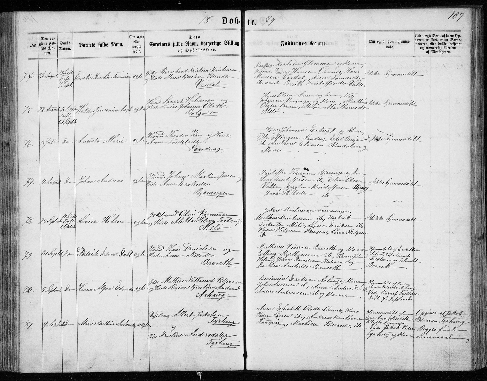 Ministerialprotokoller, klokkerbøker og fødselsregistre - Nordland, AV/SAT-A-1459/843/L0634: Klokkerbok nr. 843C03, 1860-1884, s. 187