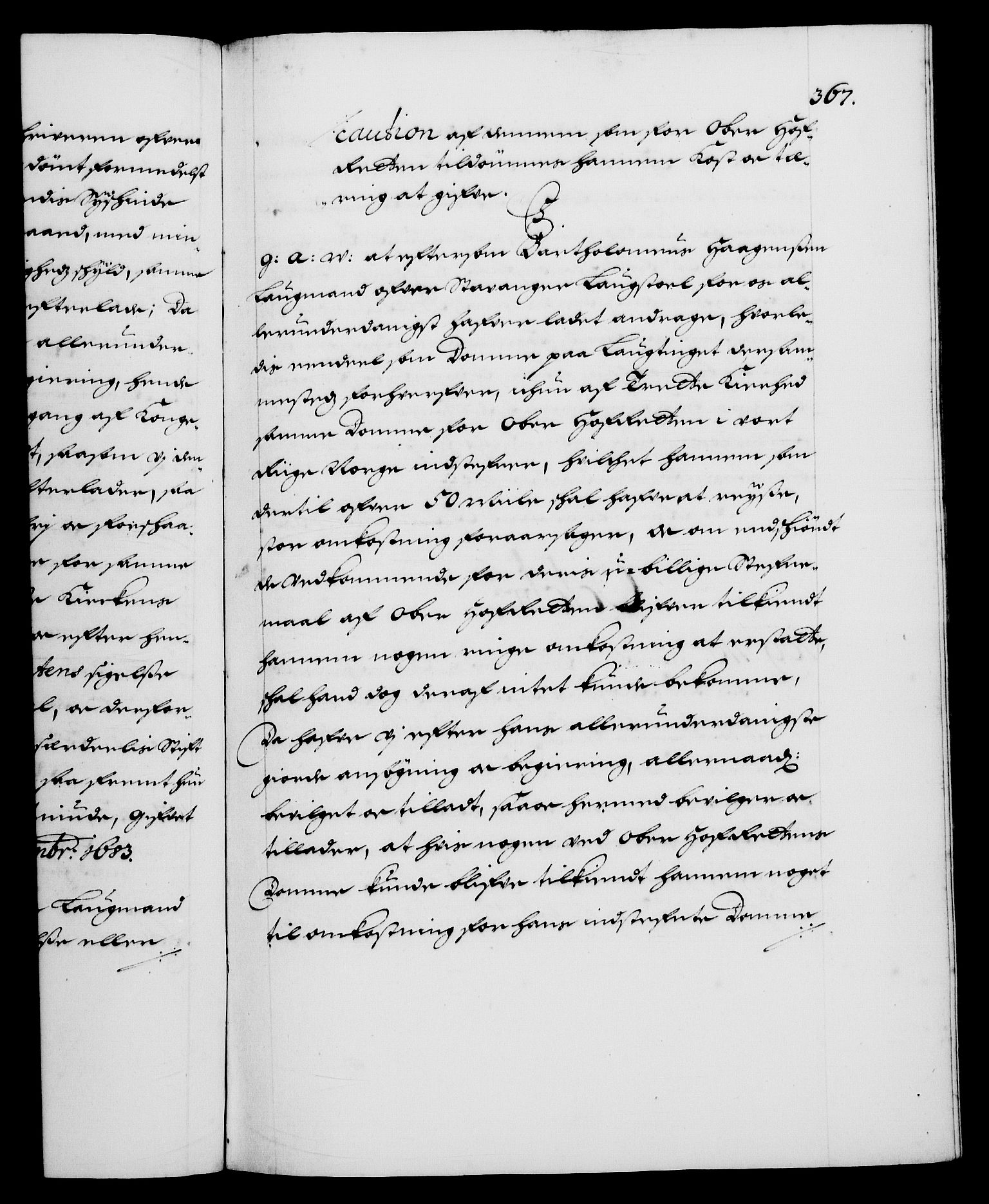 Danske Kanselli 1572-1799, RA/EA-3023/F/Fc/Fca/Fcaa/L0013: Norske registre (mikrofilm), 1681-1684, s. 367a
