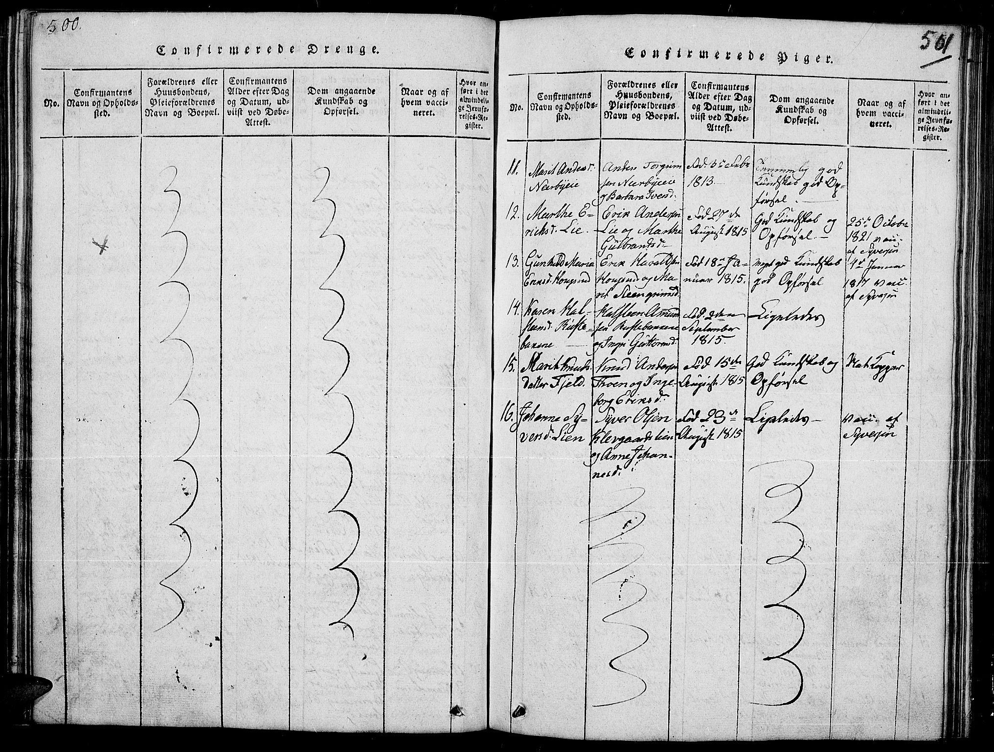 Sør-Aurdal prestekontor, SAH/PREST-128/H/Ha/Hab/L0002: Klokkerbok nr. 2, 1826-1840, s. 500-501
