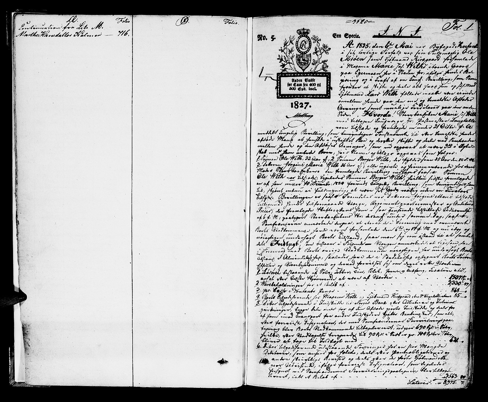 Kongsberg byfogd, SAKO/A-84/H/Hd/L0003A: Skifteutlodningsprotokoll, 1825-1840, s. 1b-2a