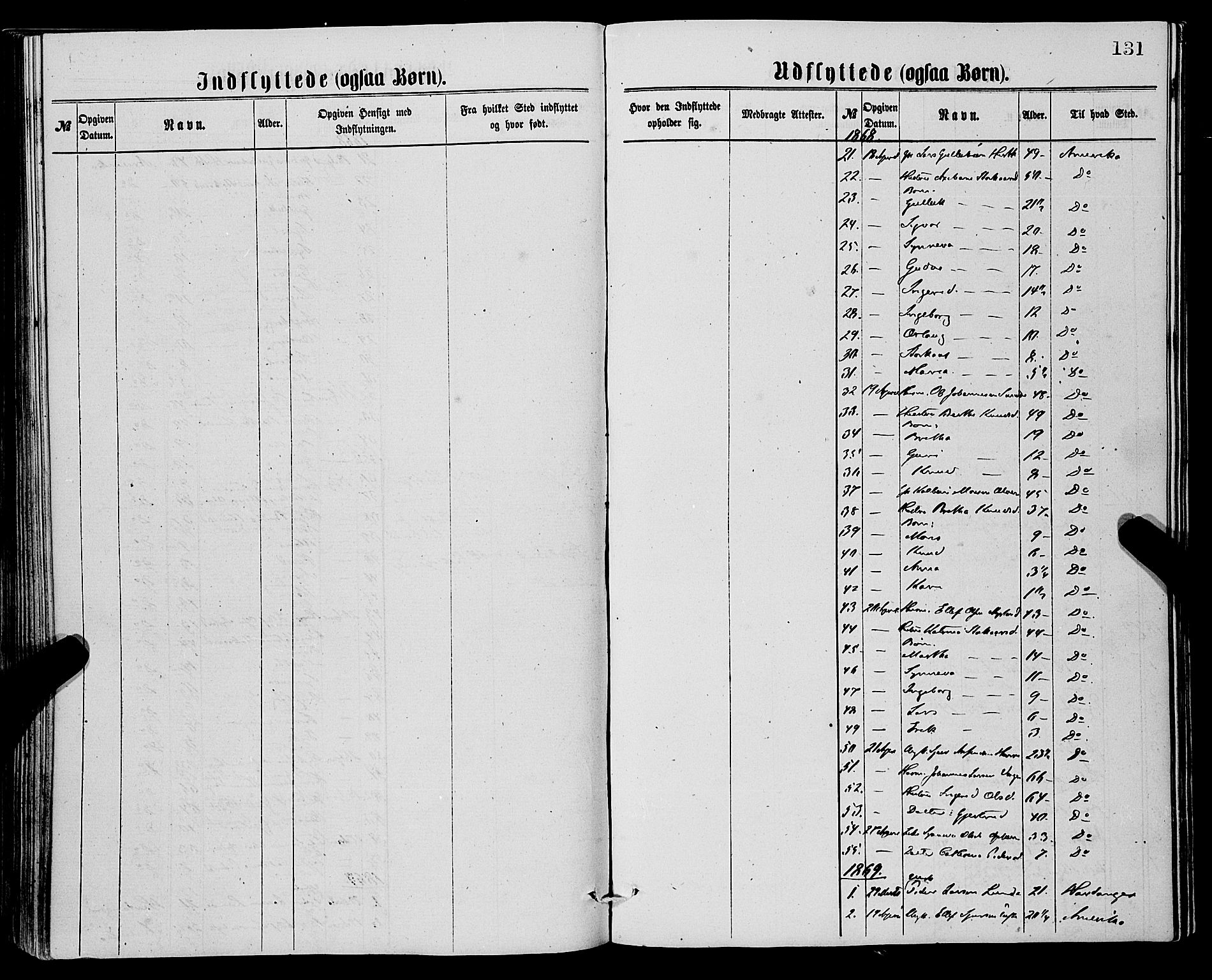 Vossestrand Sokneprestembete, AV/SAB-A-79101/H/Haa: Ministerialbok nr. A 1, 1866-1877, s. 131