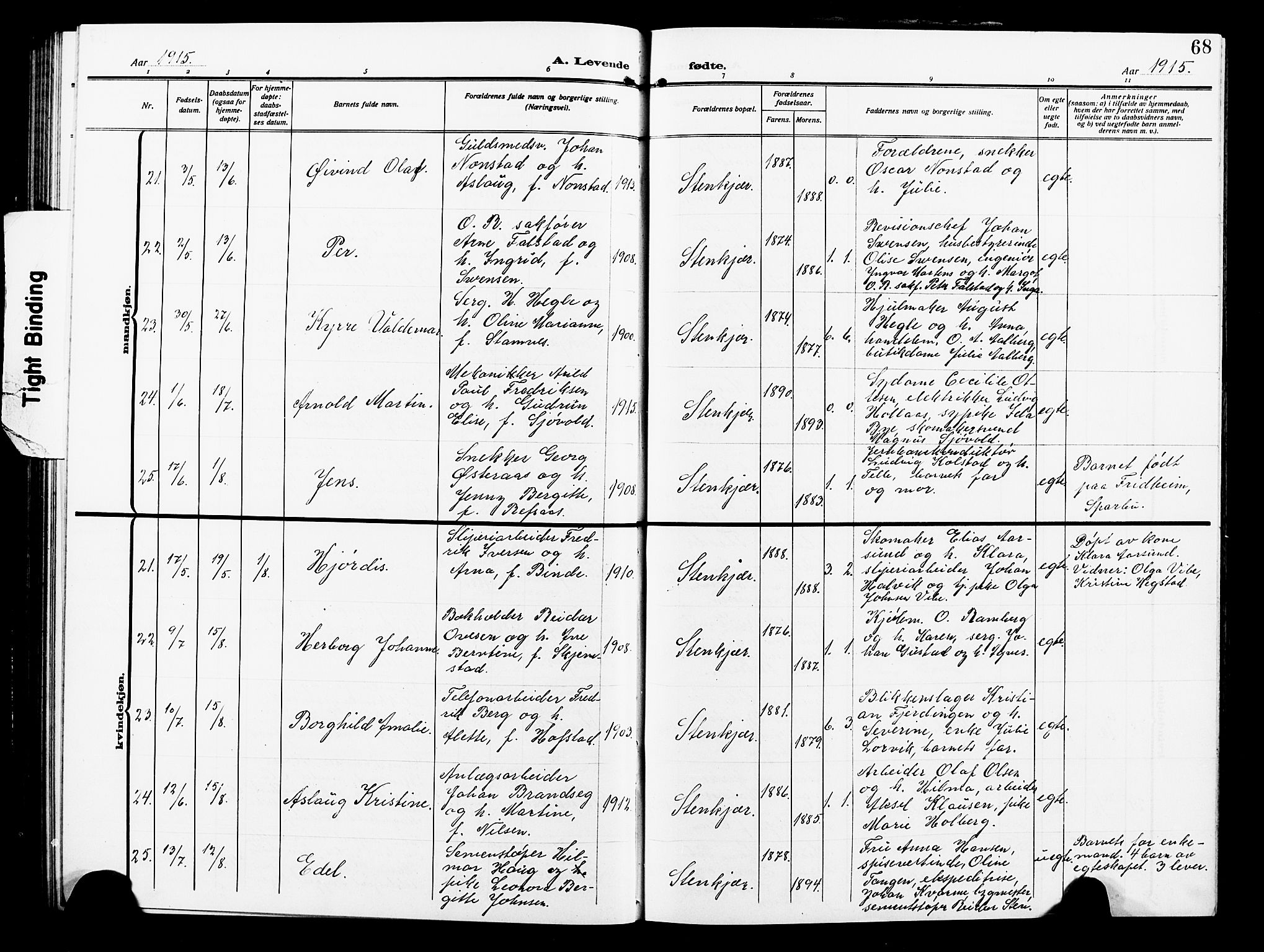 Ministerialprotokoller, klokkerbøker og fødselsregistre - Nord-Trøndelag, AV/SAT-A-1458/739/L0376: Klokkerbok nr. 739C04, 1908-1917, s. 68