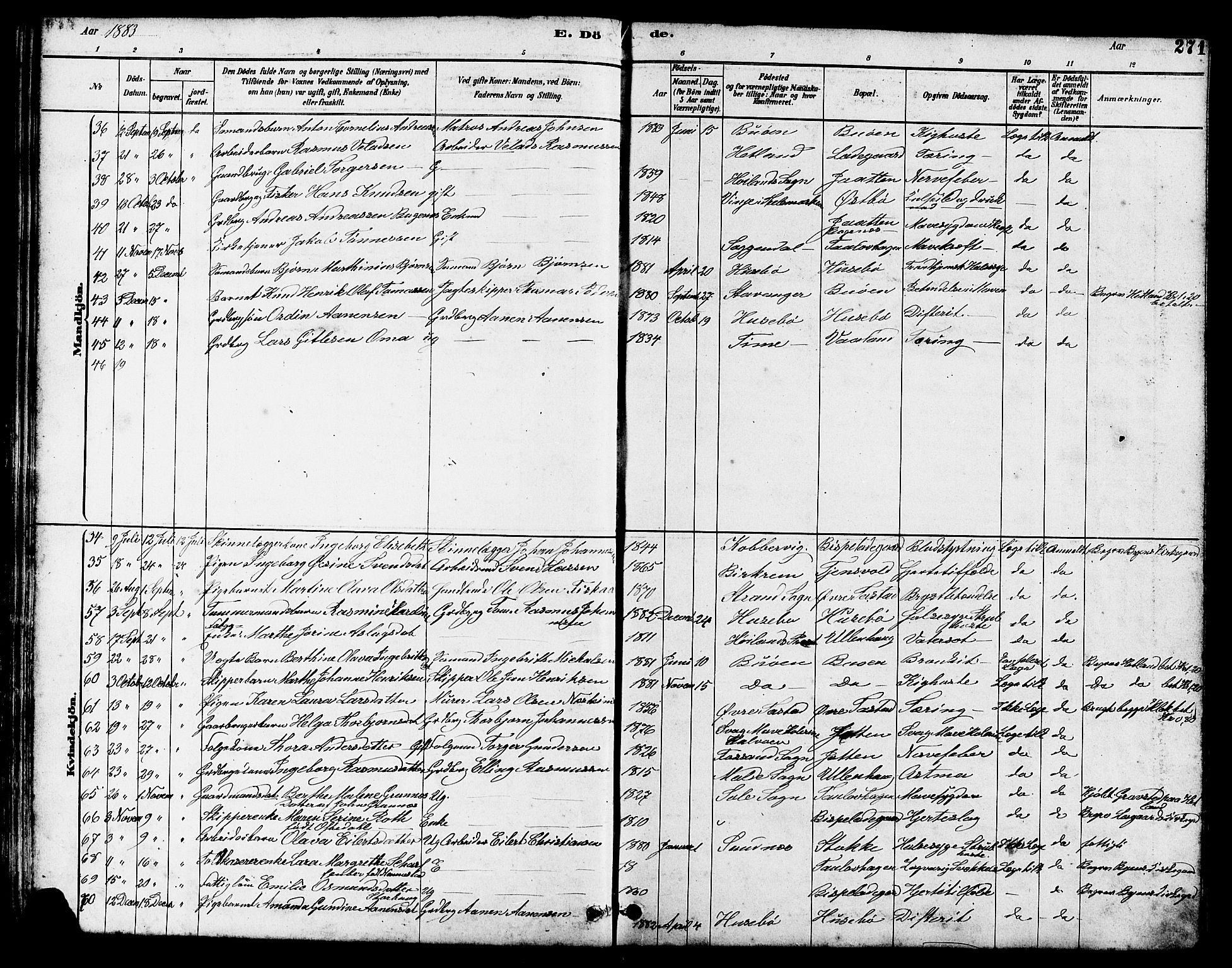 Hetland sokneprestkontor, SAST/A-101826/30/30BB/L0005: Klokkerbok nr. B 5, 1878-1910, s. 271