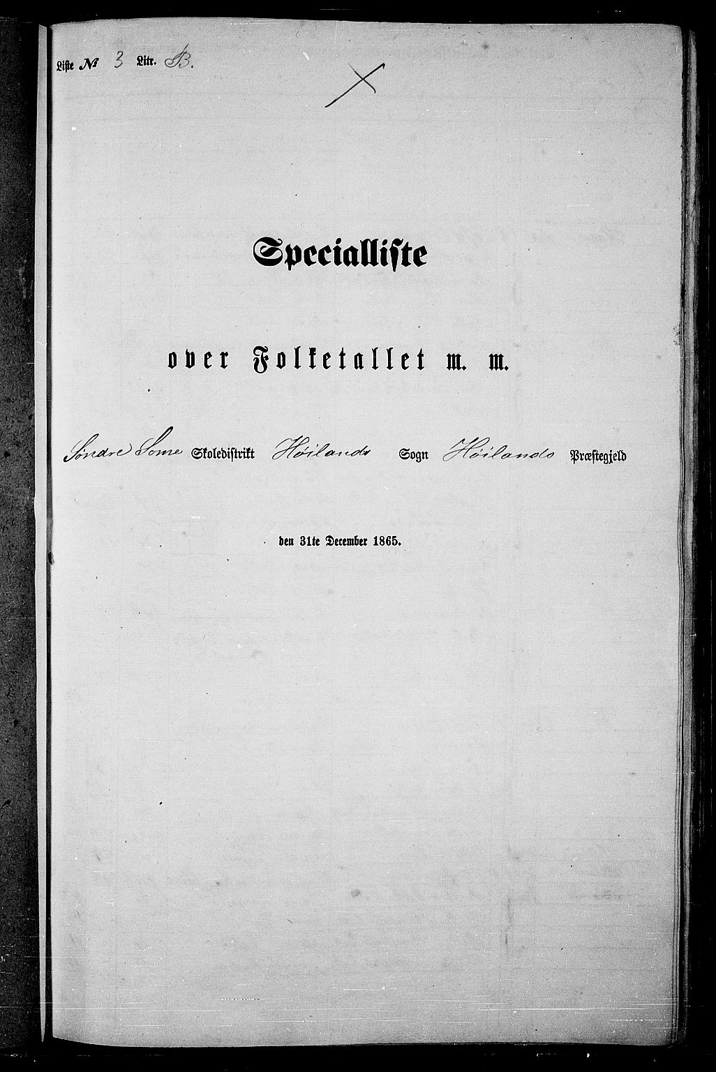 RA, Folketelling 1865 for 1123P Høyland prestegjeld, 1865, s. 38