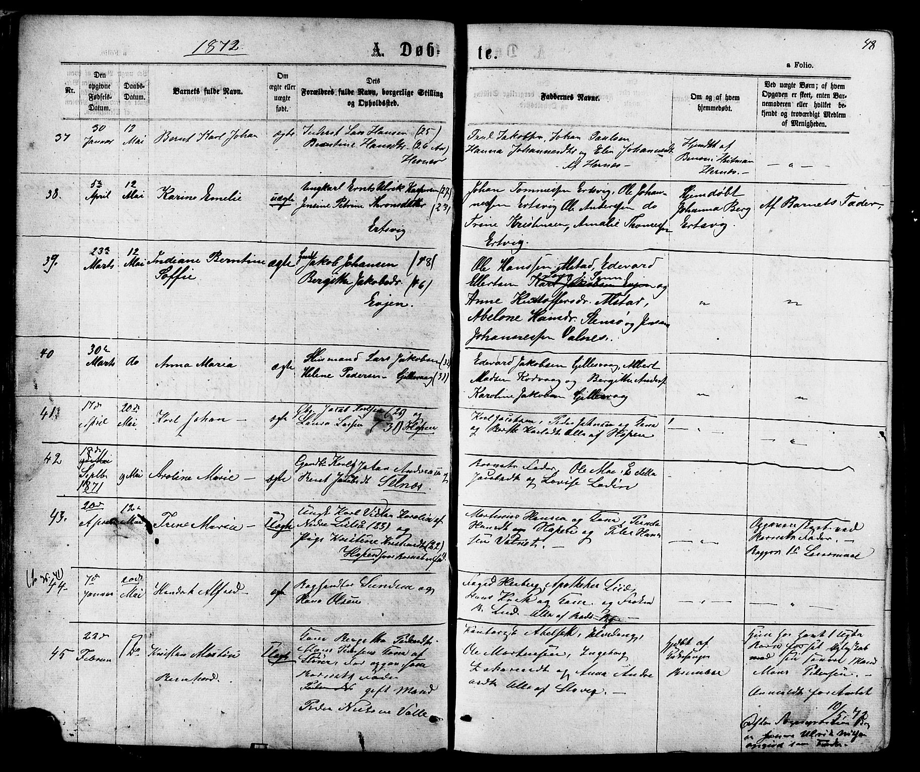 Ministerialprotokoller, klokkerbøker og fødselsregistre - Nordland, SAT/A-1459/801/L0029: Klokkerbok nr. 801C04, 1868-1878, s. 48