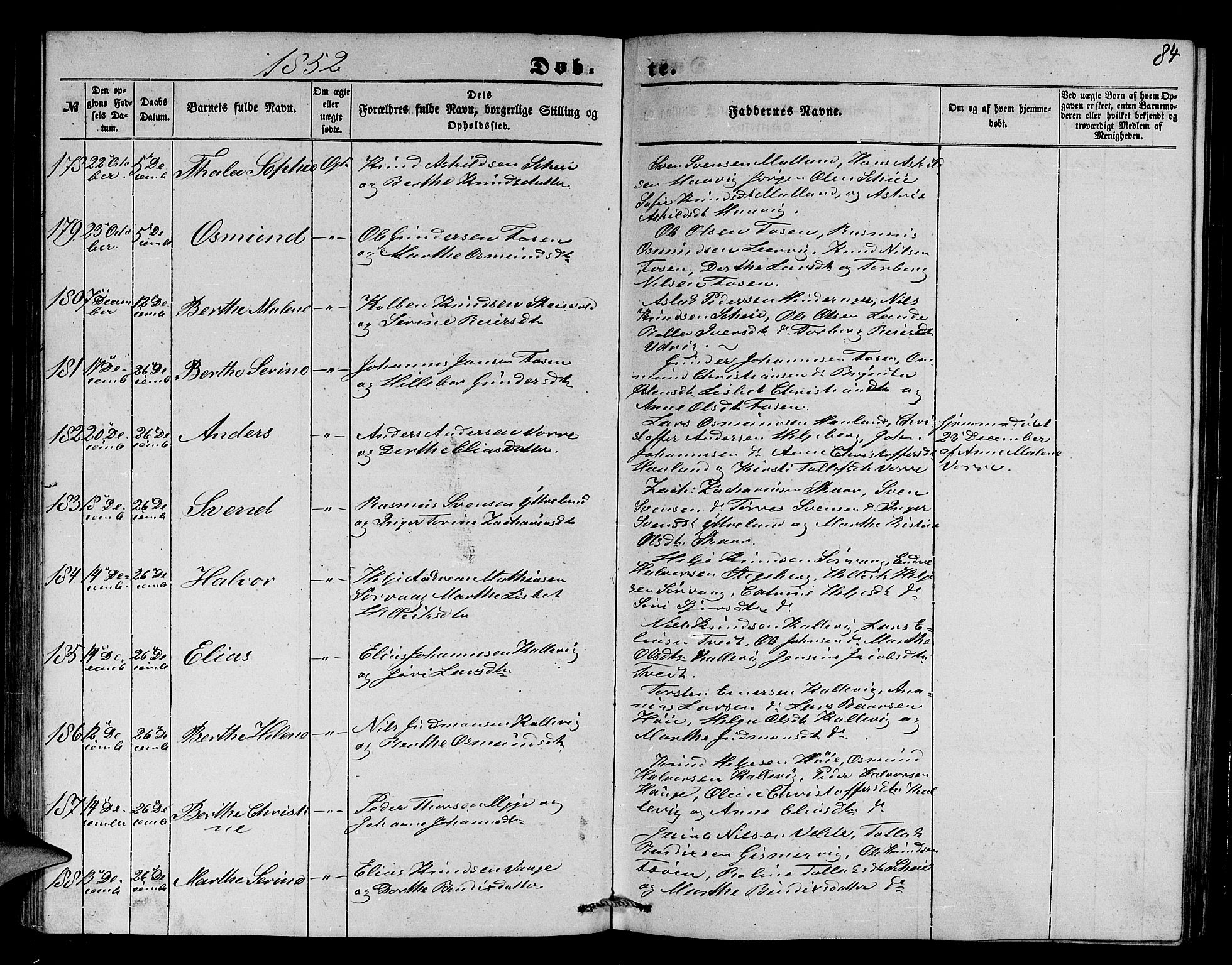 Avaldsnes sokneprestkontor, AV/SAST-A -101851/H/Ha/Hab/L0002: Klokkerbok nr. B 2, 1848-1856, s. 84