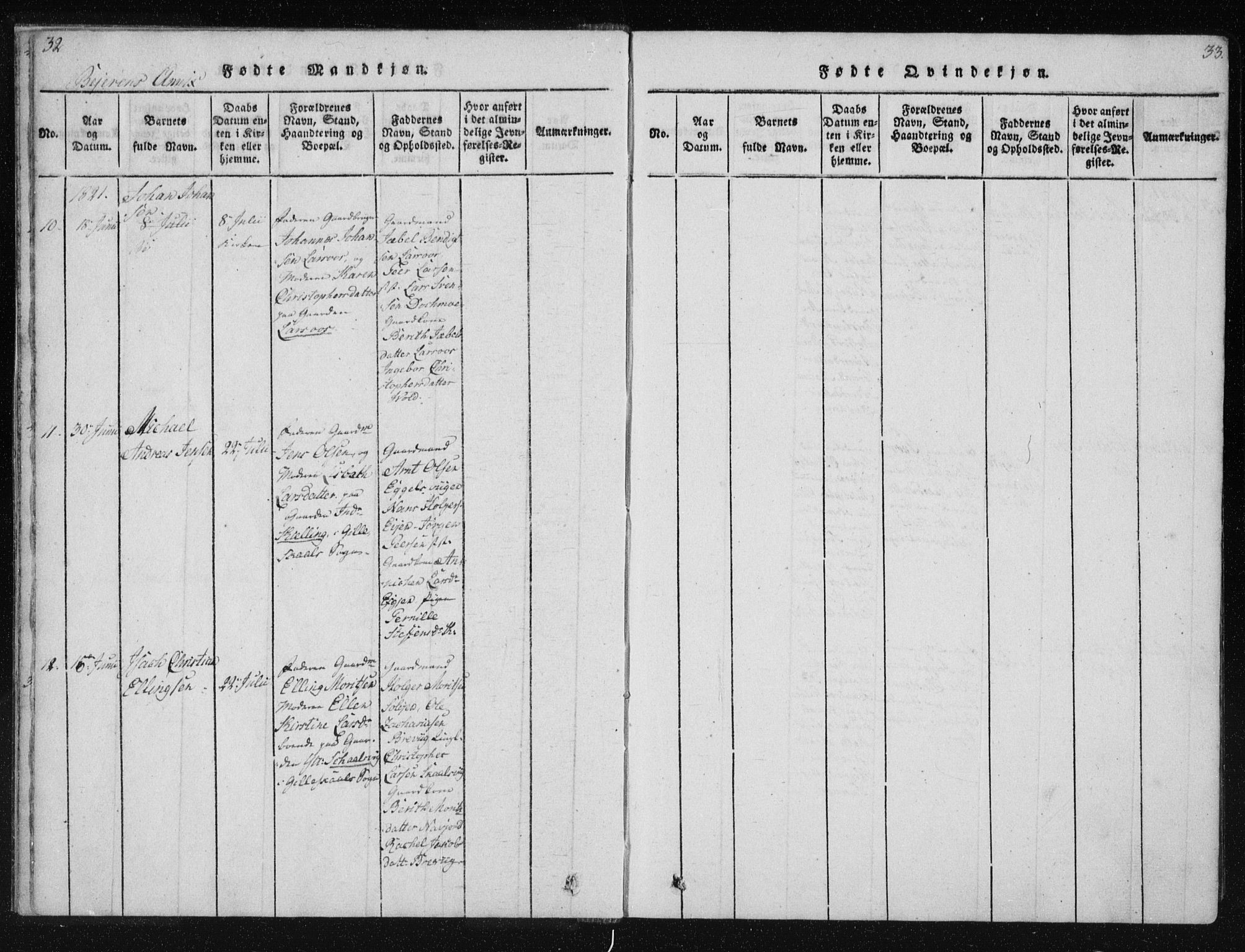 Ministerialprotokoller, klokkerbøker og fødselsregistre - Nordland, SAT/A-1459/805/L0096: Ministerialbok nr. 805A03, 1820-1837, s. 32-33