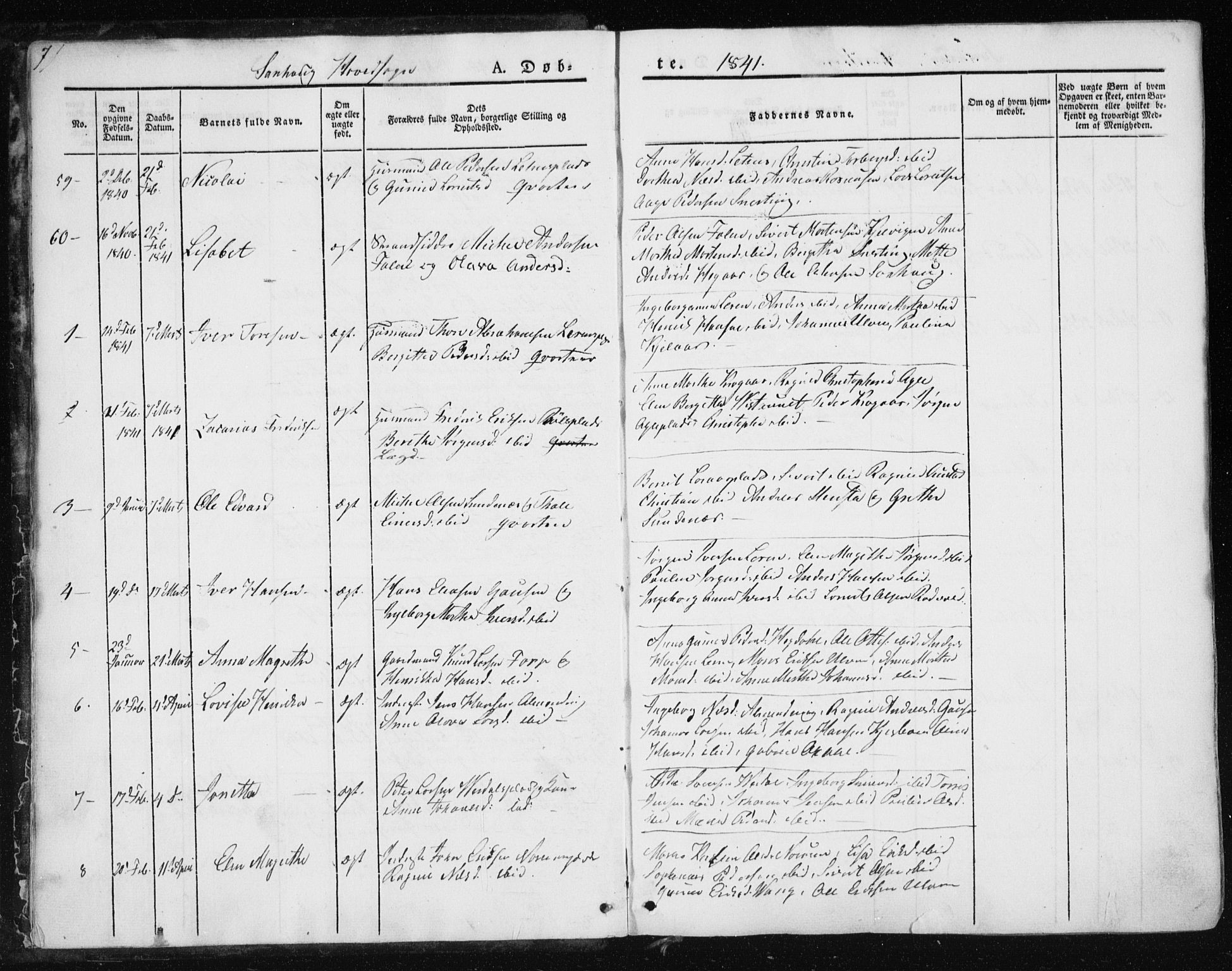 Ministerialprotokoller, klokkerbøker og fødselsregistre - Nord-Trøndelag, SAT/A-1458/730/L0280: Ministerialbok nr. 730A07 /1, 1840-1854, s. 7