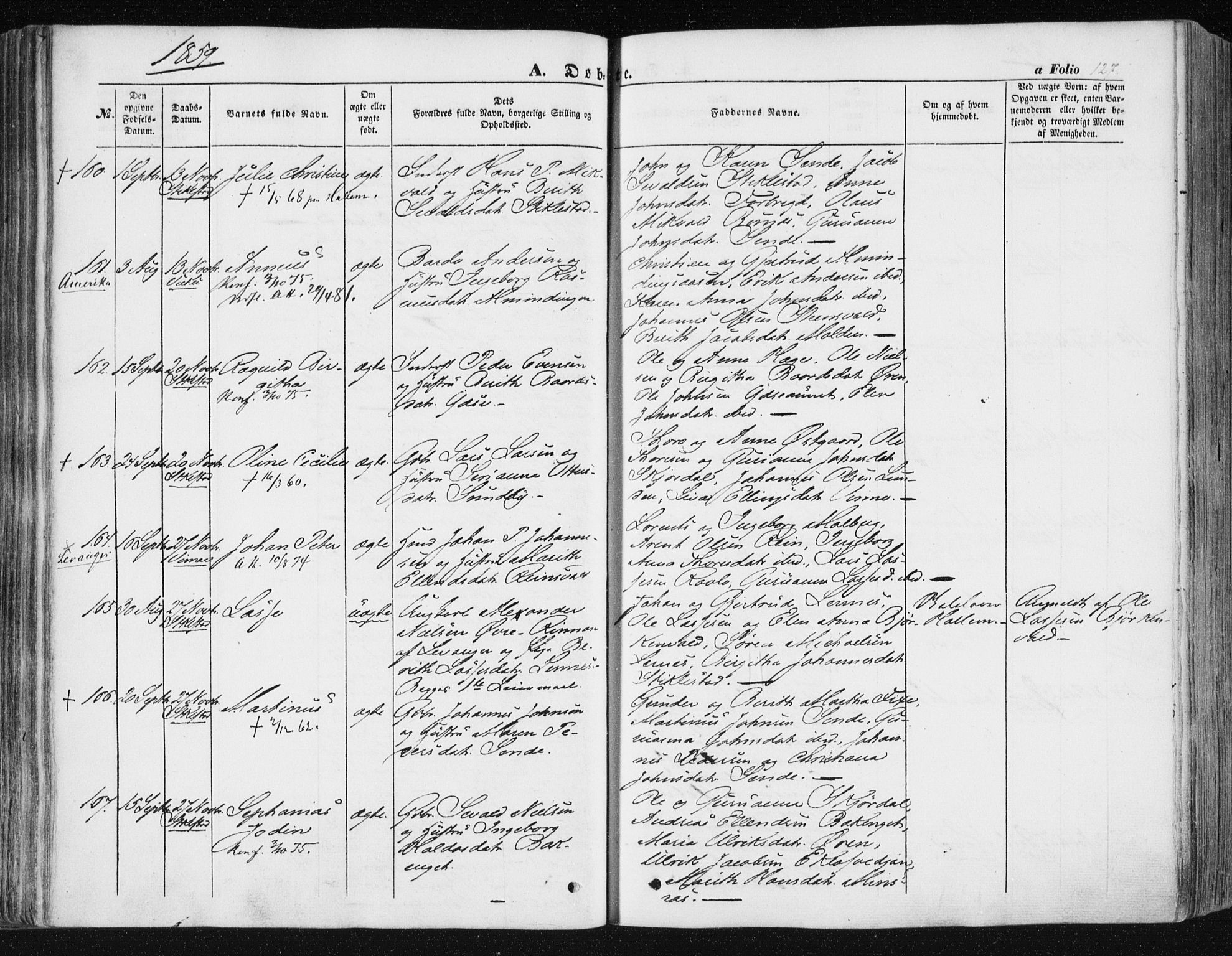 Ministerialprotokoller, klokkerbøker og fødselsregistre - Nord-Trøndelag, AV/SAT-A-1458/723/L0240: Ministerialbok nr. 723A09, 1852-1860, s. 127