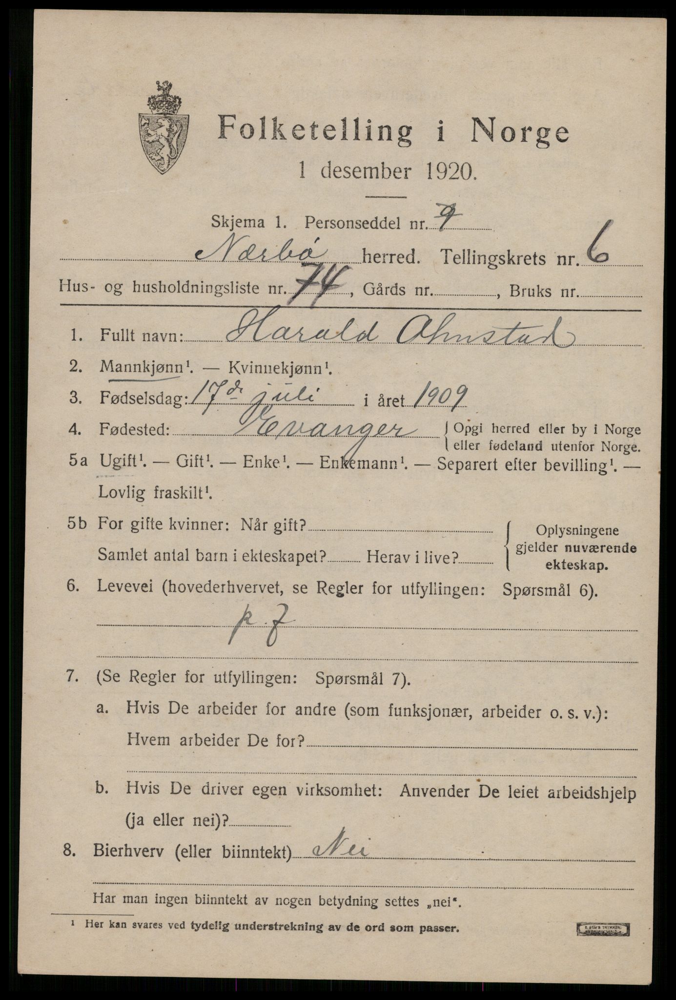 SAST, Folketelling 1920 for 1119 Nærbø herred, 1920, s. 4471