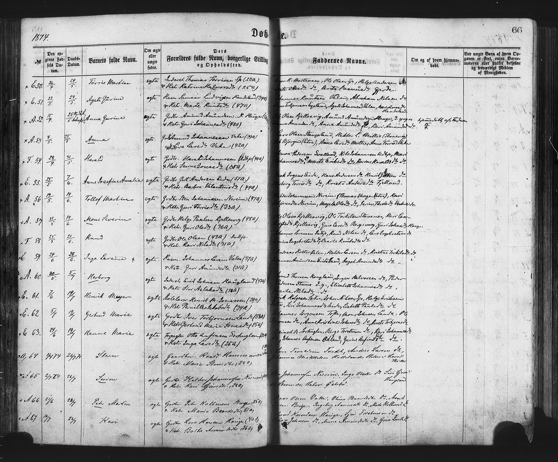 Fjelberg sokneprestembete, AV/SAB-A-75201/H/Haa: Ministerialbok nr. A 8, 1866-1879, s. 66