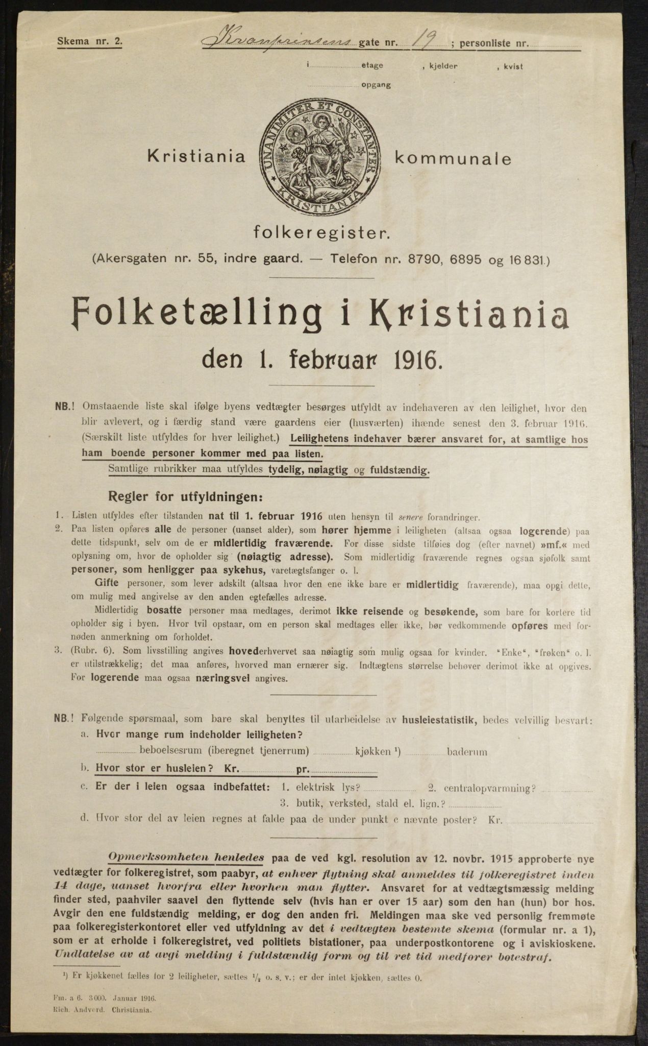 OBA, Kommunal folketelling 1.2.1916 for Kristiania, 1916, s. 55877