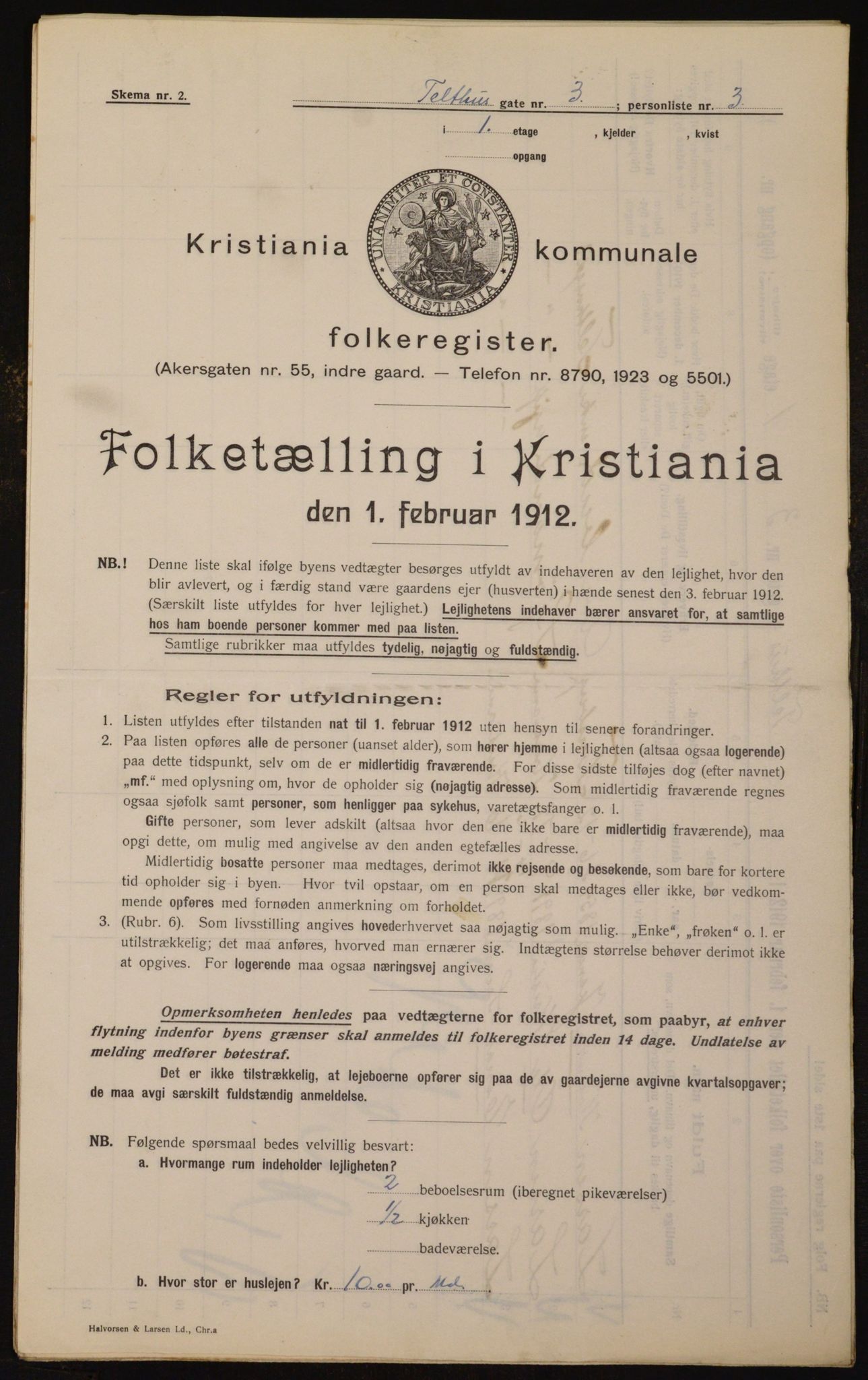 OBA, Kommunal folketelling 1.2.1912 for Kristiania, 1912, s. 107603