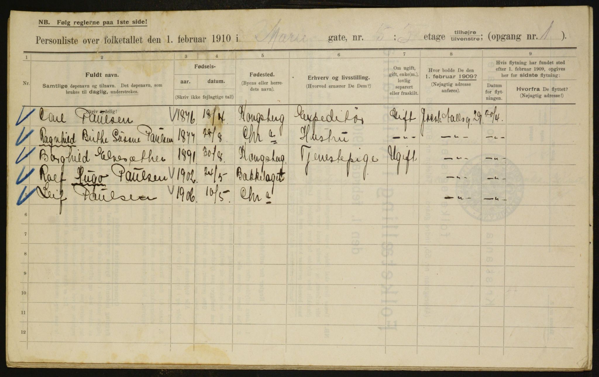 OBA, Kommunal folketelling 1.2.1910 for Kristiania, 1910, s. 60746