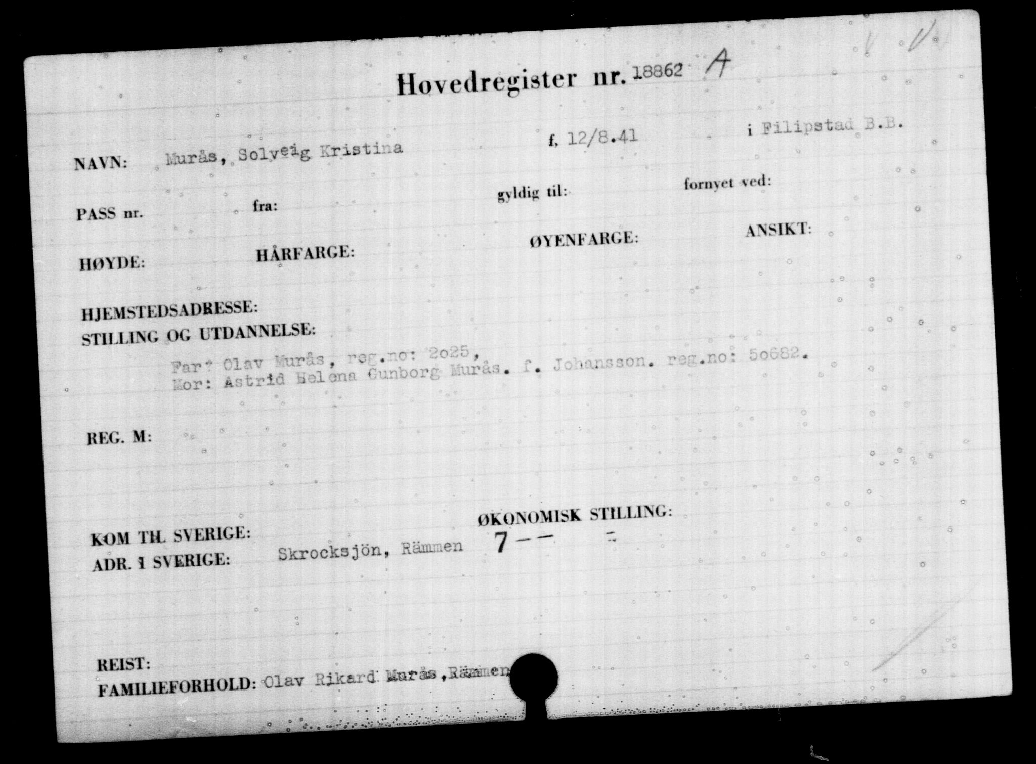 Utenriksstasjonene, Legasjonen i Stockholm, Flyktningkontoret, AV/RA-S-6753/V/Va/L0009: Kjesäterkartoteket, flyktning nr. 18502-22048, 1940-1945, s. 429