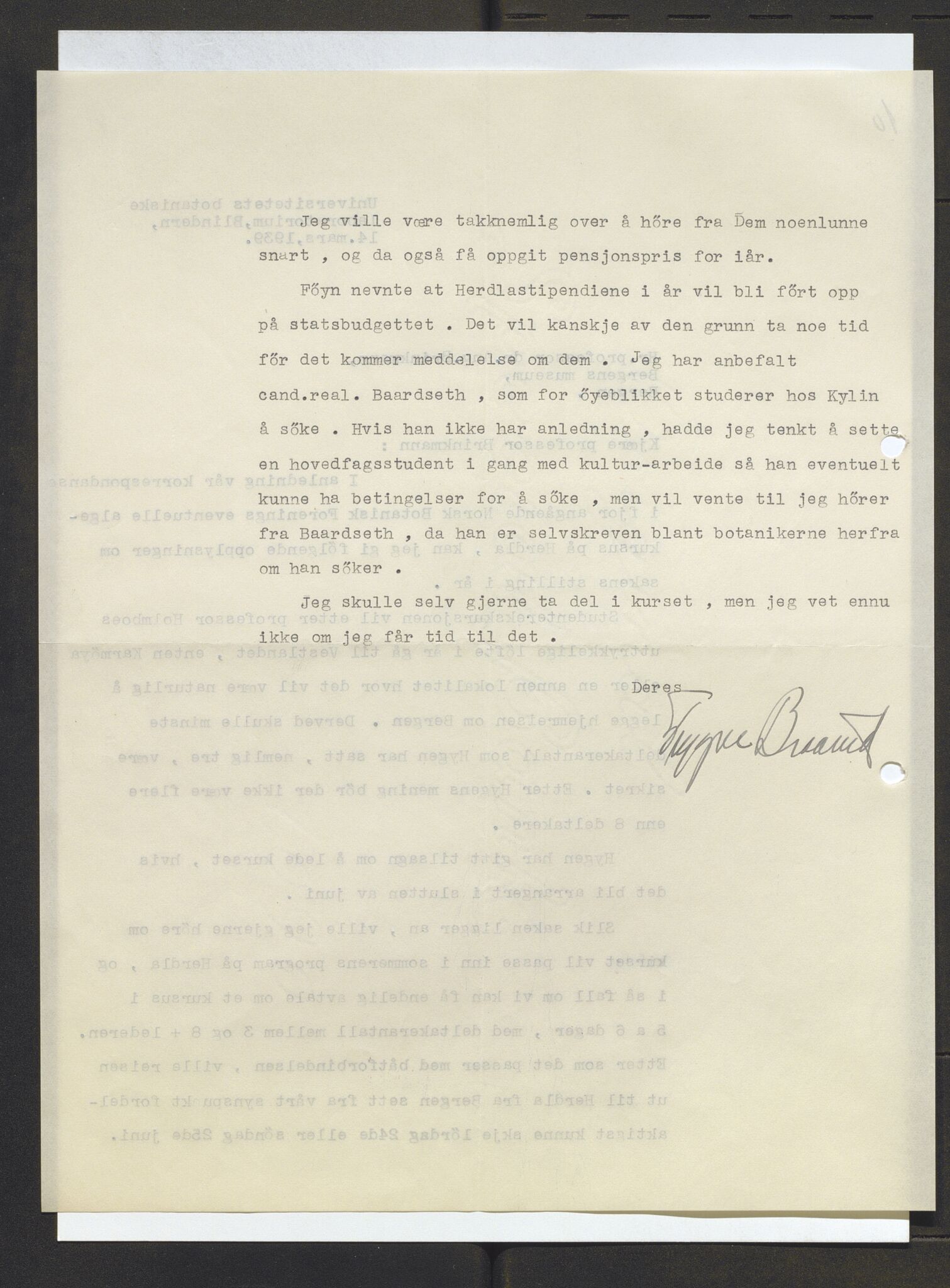 Bergens Museum, AV/SAB-A-17301/13/D/L0002: Korrespondanse , 1928-1940, s. 382