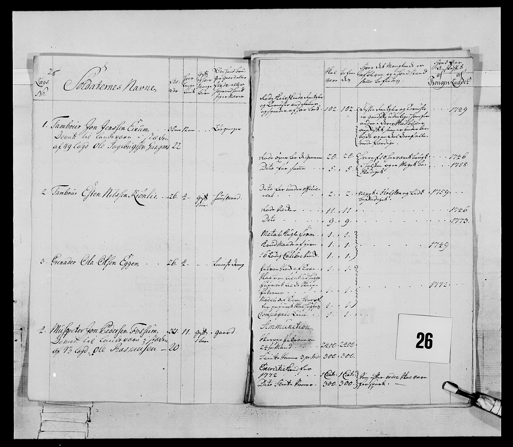 Generalitets- og kommissariatskollegiet, Det kongelige norske kommissariatskollegium, AV/RA-EA-5420/E/Eh/L0085: 3. Trondheimske nasjonale infanteriregiment, 1773-1775, s. 156