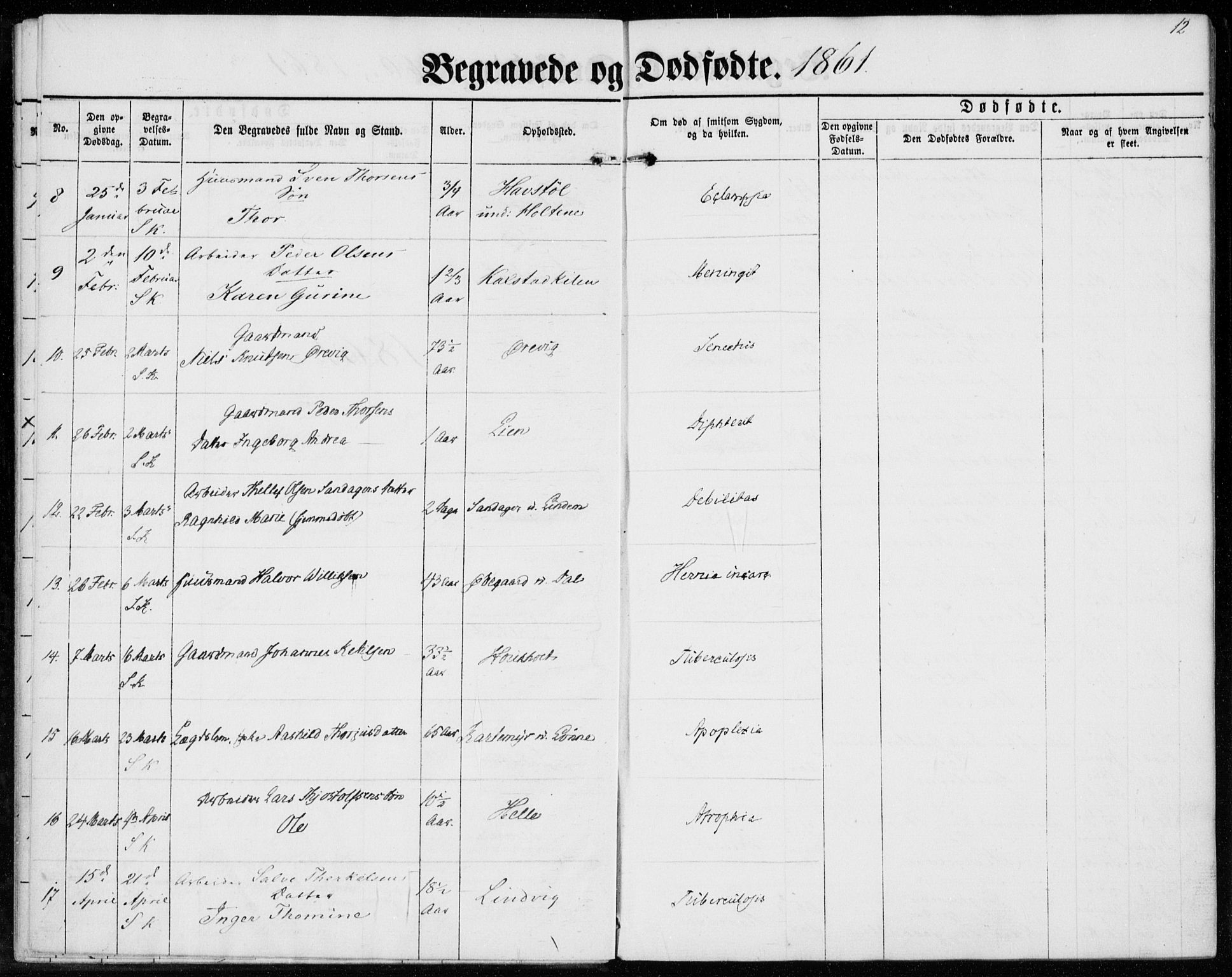 Sannidal kirkebøker, AV/SAKO-A-296/F/Fa/L0012: Ministerialbok nr. 12, 1860-1873, s. 12