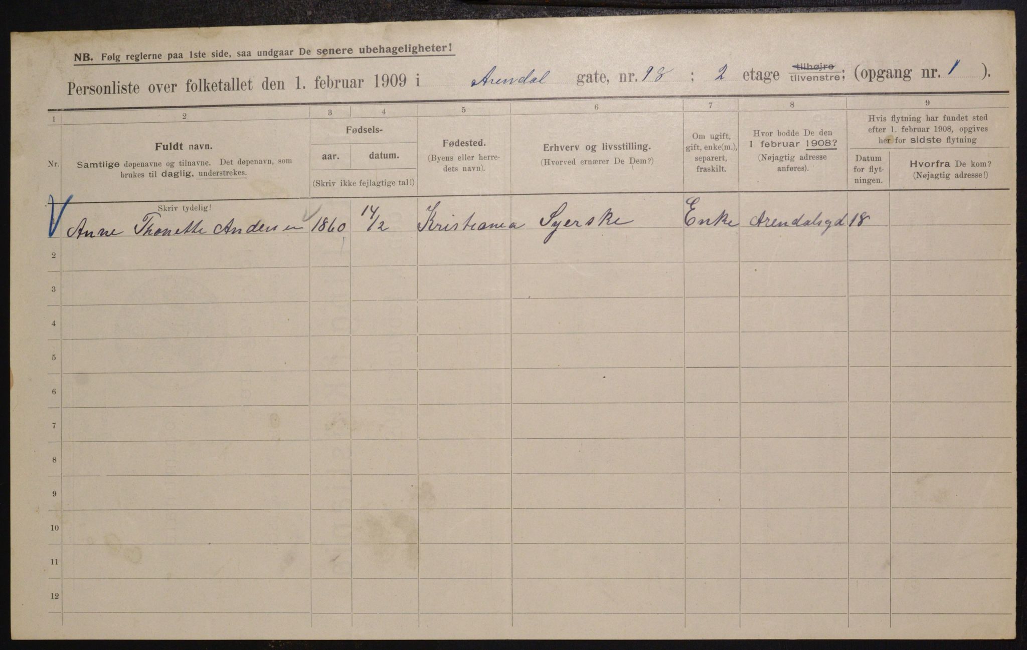 OBA, Kommunal folketelling 1.2.1909 for Kristiania kjøpstad, 1909, s. 2035