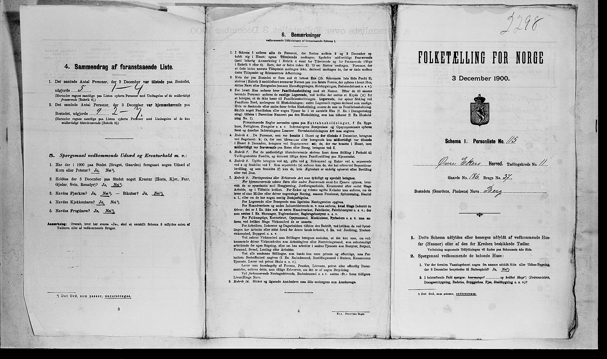 RA, Folketelling 1900 for 0624 Øvre Eiker herred, 1900, s. 2178