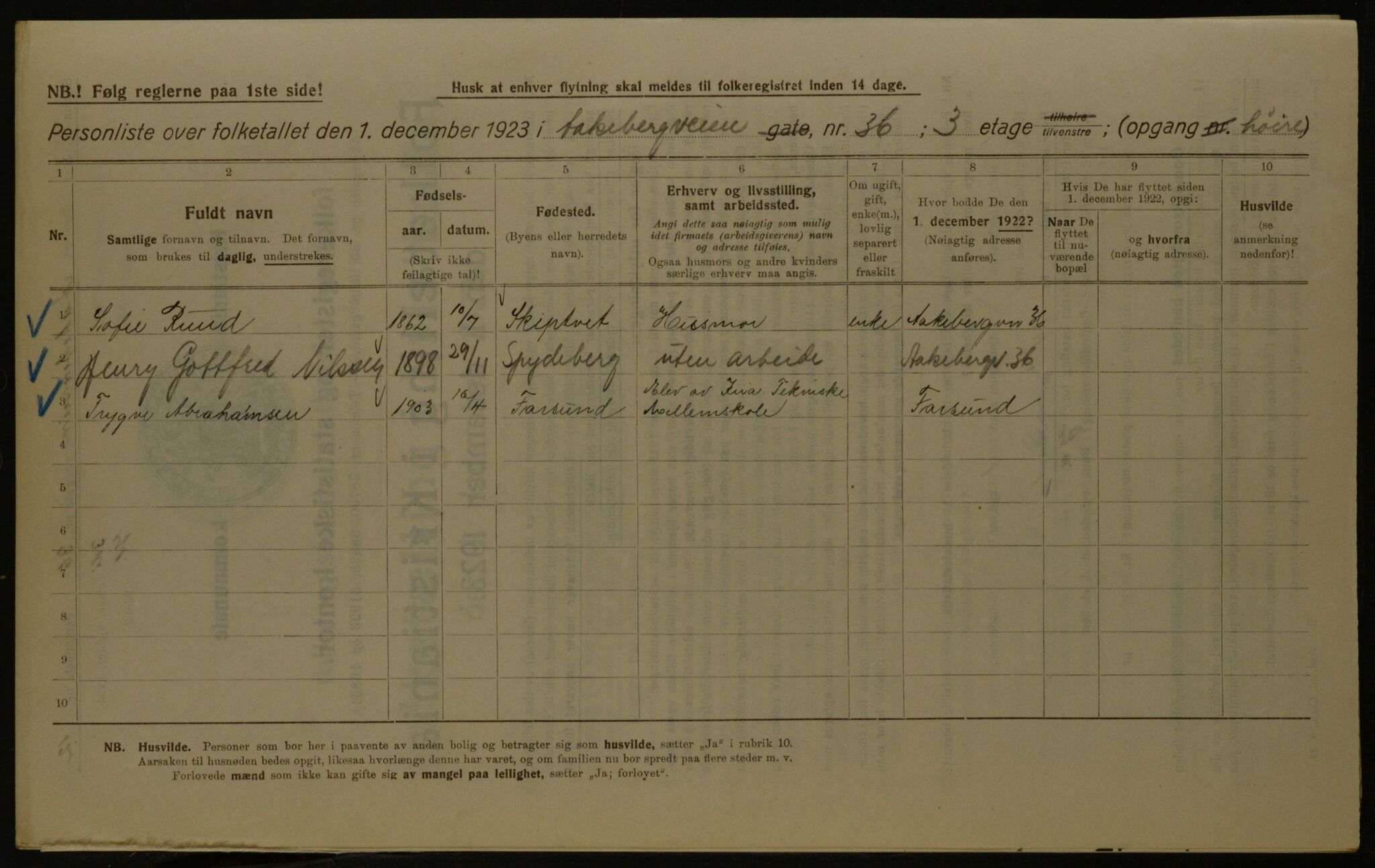 OBA, Kommunal folketelling 1.12.1923 for Kristiania, 1923, s. 143744