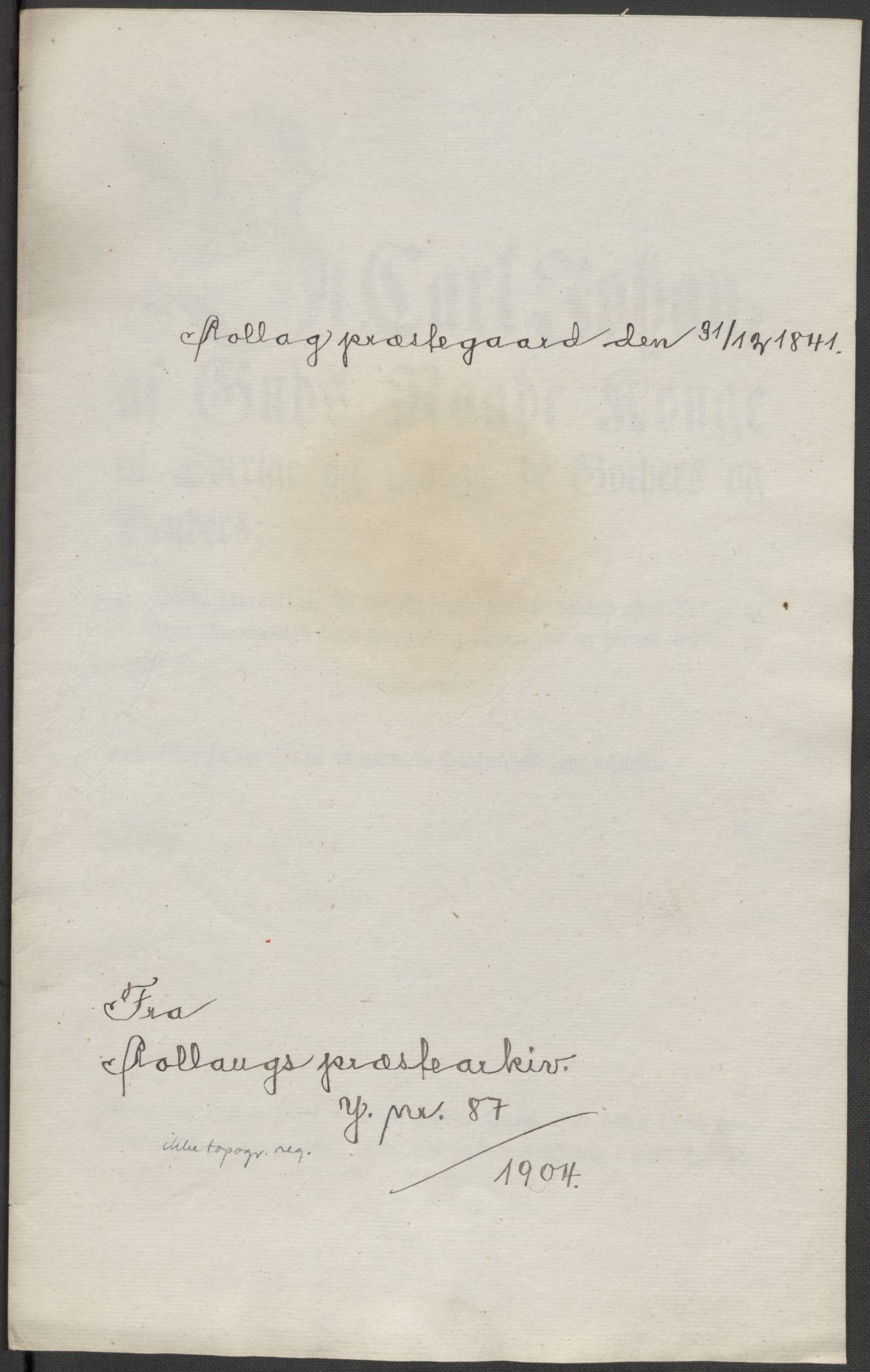 Riksarkivets diplomsamling, AV/RA-EA-5965/F15/L0019: Prestearkiv - Buskerud og Telemark, 1618-1841, s. 150
