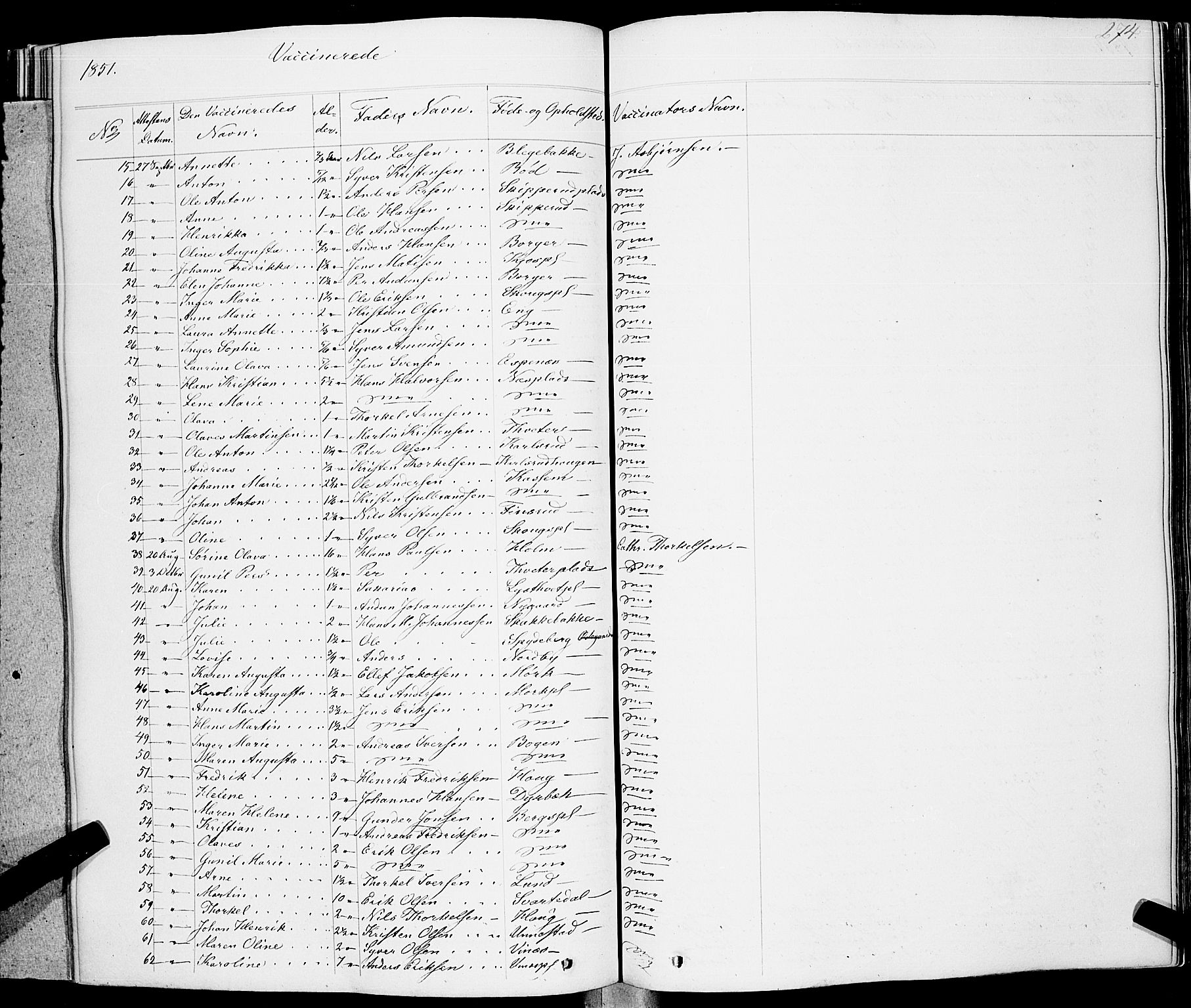 Skiptvet prestekontor Kirkebøker, SAO/A-20009/F/Fa/L0006: Ministerialbok nr. 6, 1839-1860, s. 274
