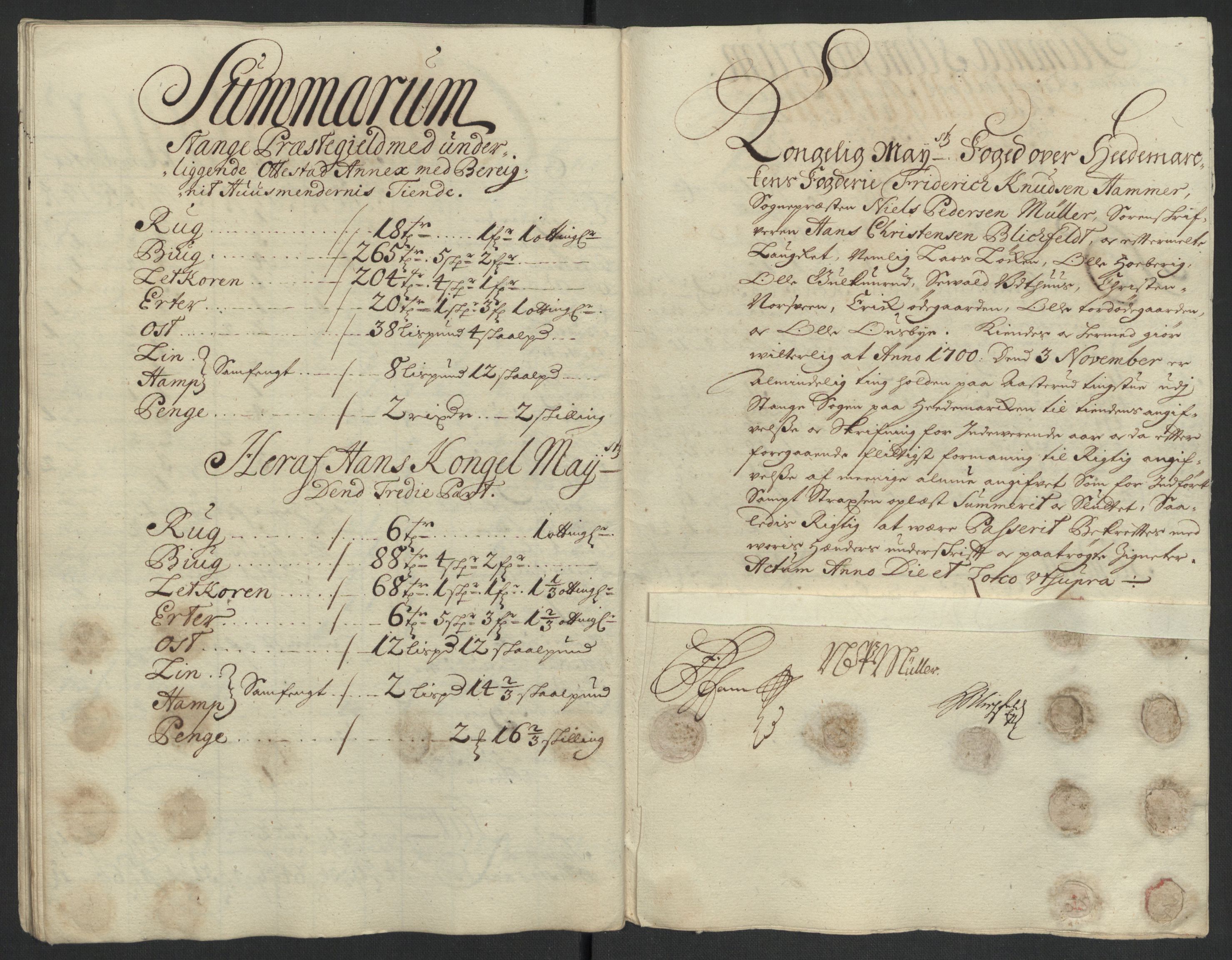 Rentekammeret inntil 1814, Reviderte regnskaper, Fogderegnskap, AV/RA-EA-4092/R16/L1039: Fogderegnskap Hedmark, 1700, s. 65