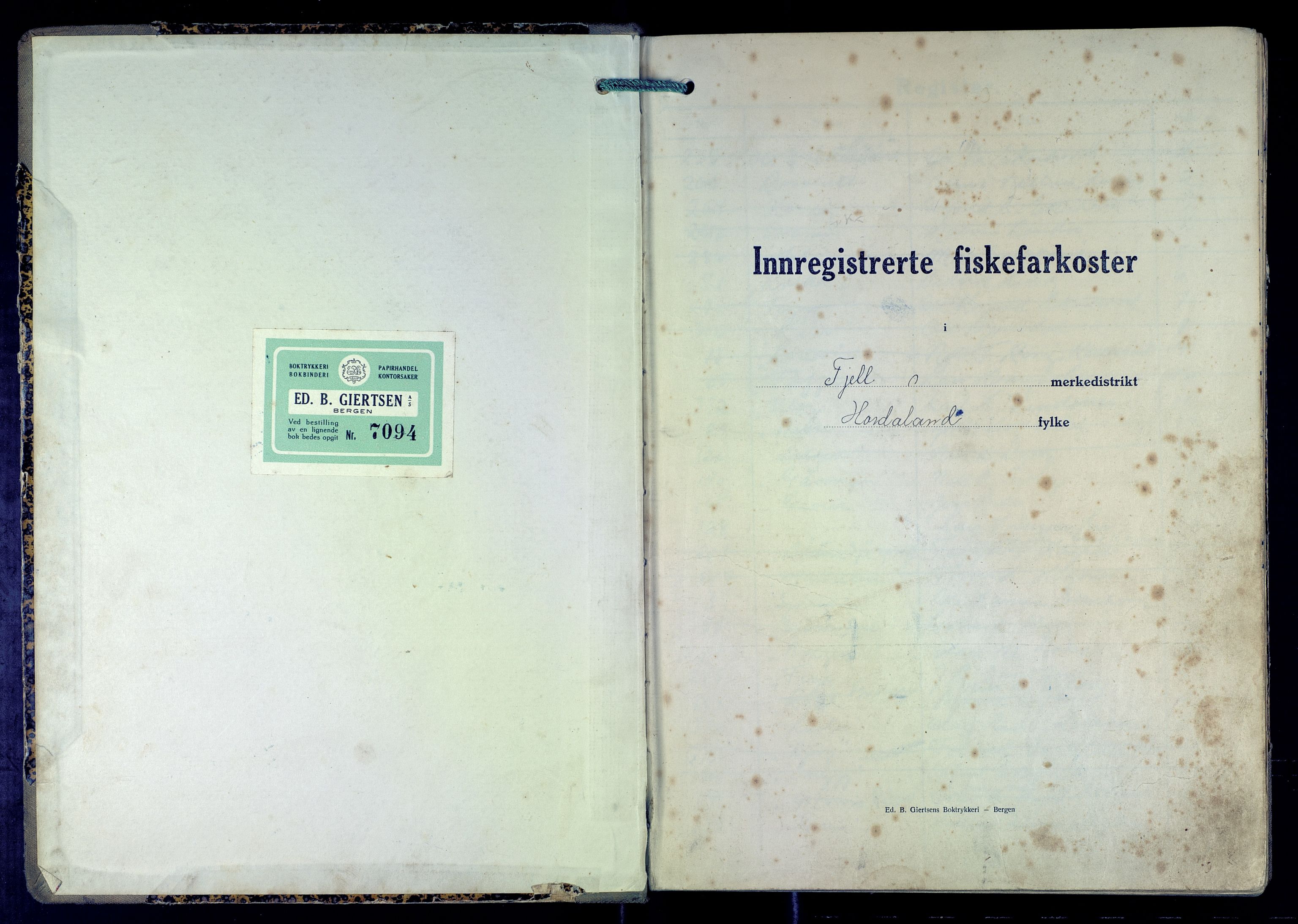 Fiskeridirektoratet - 1 Adm. ledelse - 13 Båtkontoret, AV/SAB-A-2003/I/Ia/Iah/L0046: 135.0815/4 Merkeprotokoll - Fjell, 1948-1956