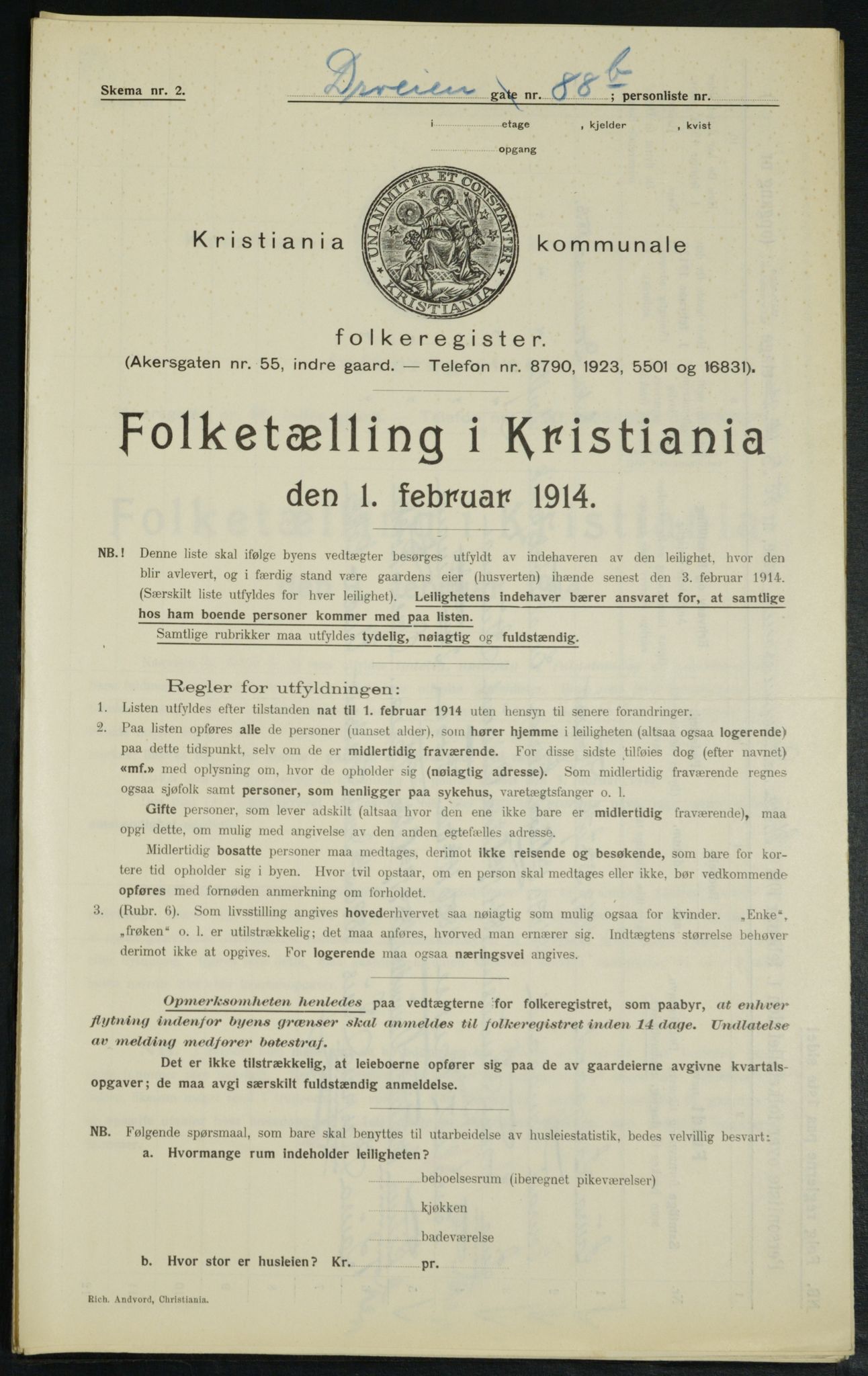 OBA, Kommunal folketelling 1.2.1914 for Kristiania, 1914, s. 17099