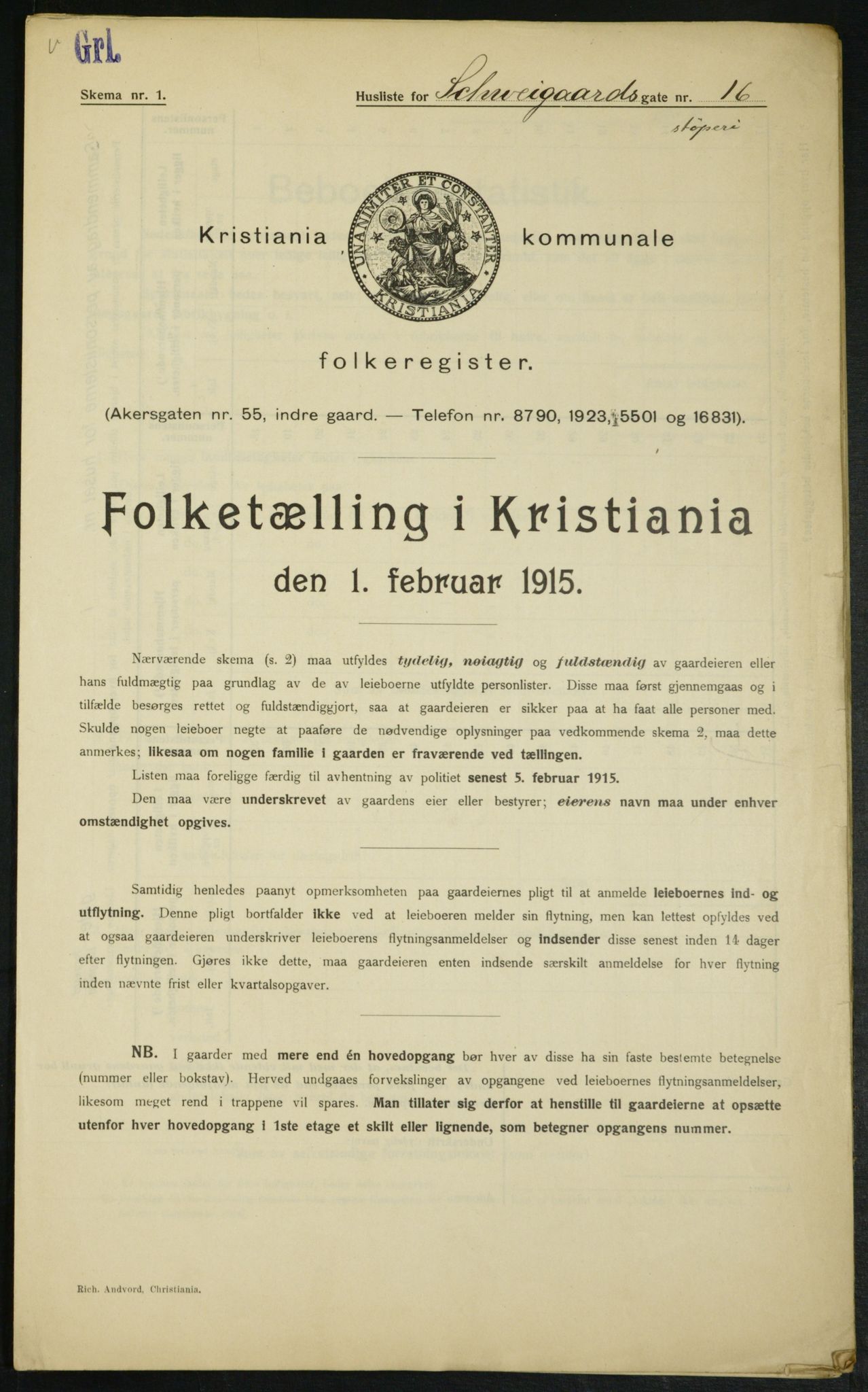 OBA, Kommunal folketelling 1.2.1915 for Kristiania, 1915, s. 90452