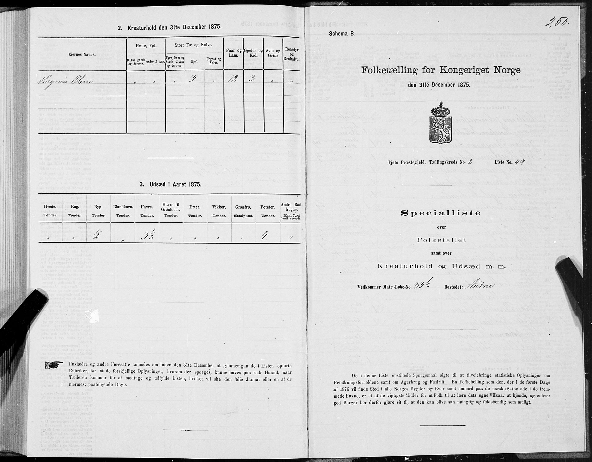 SAT, Folketelling 1875 for 1817P Tjøtta prestegjeld, 1875, s. 1250