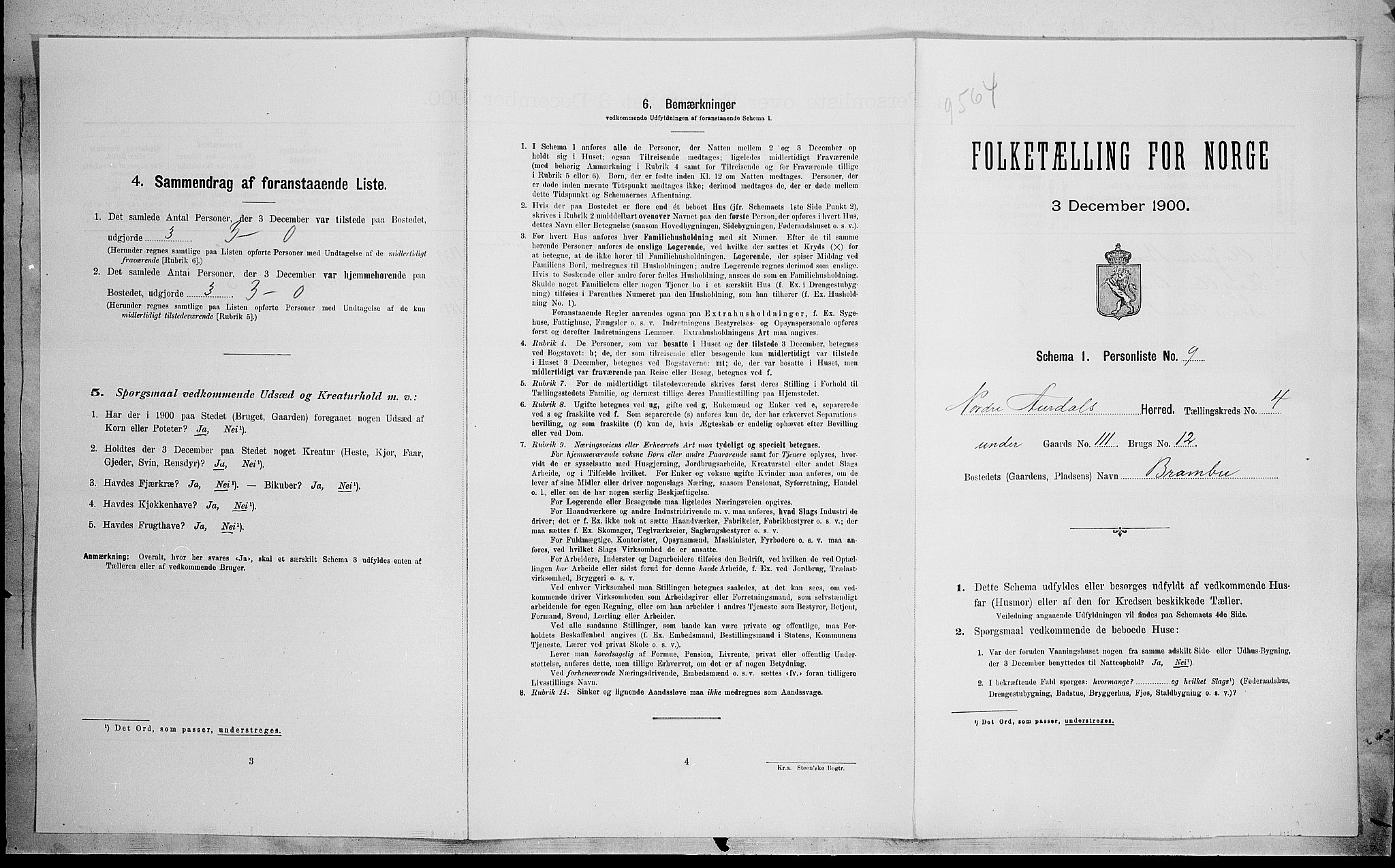 SAH, Folketelling 1900 for 0542 Nord-Aurdal herred, 1900, s. 500