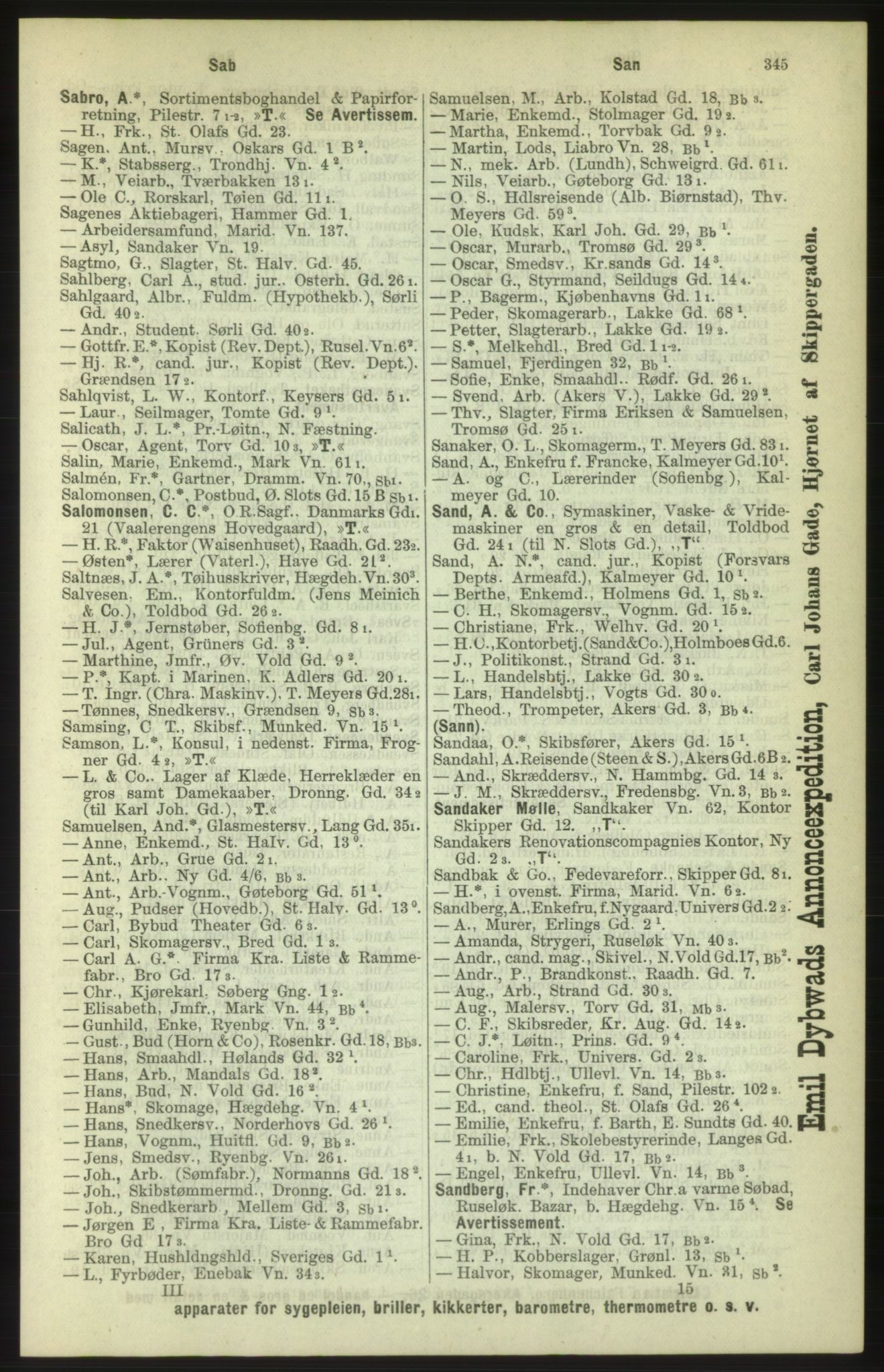 Kristiania/Oslo adressebok, PUBL/-, 1886, s. 345