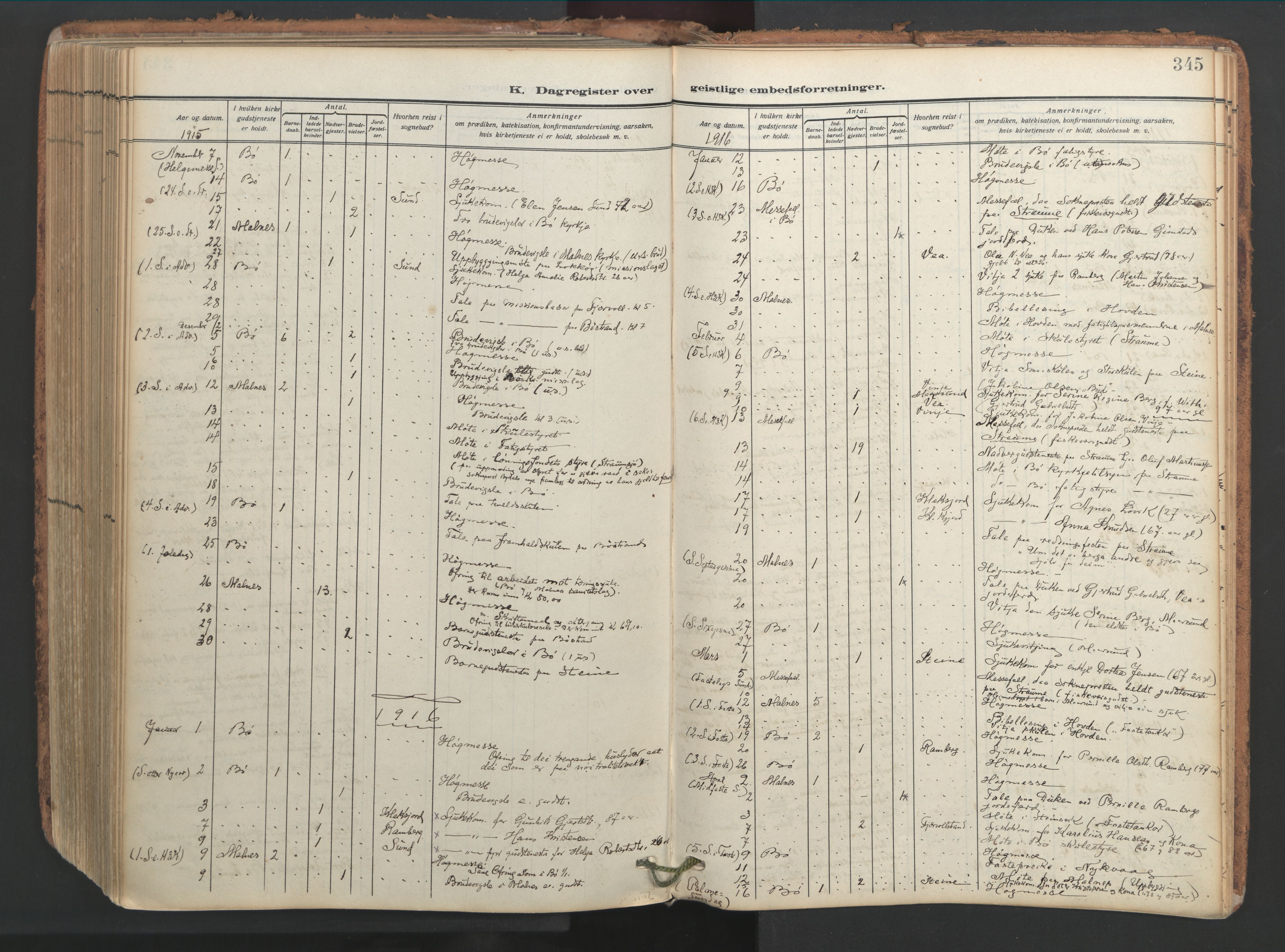Ministerialprotokoller, klokkerbøker og fødselsregistre - Nordland, AV/SAT-A-1459/891/L1306: Ministerialbok nr. 891A11, 1911-1927, s. 345